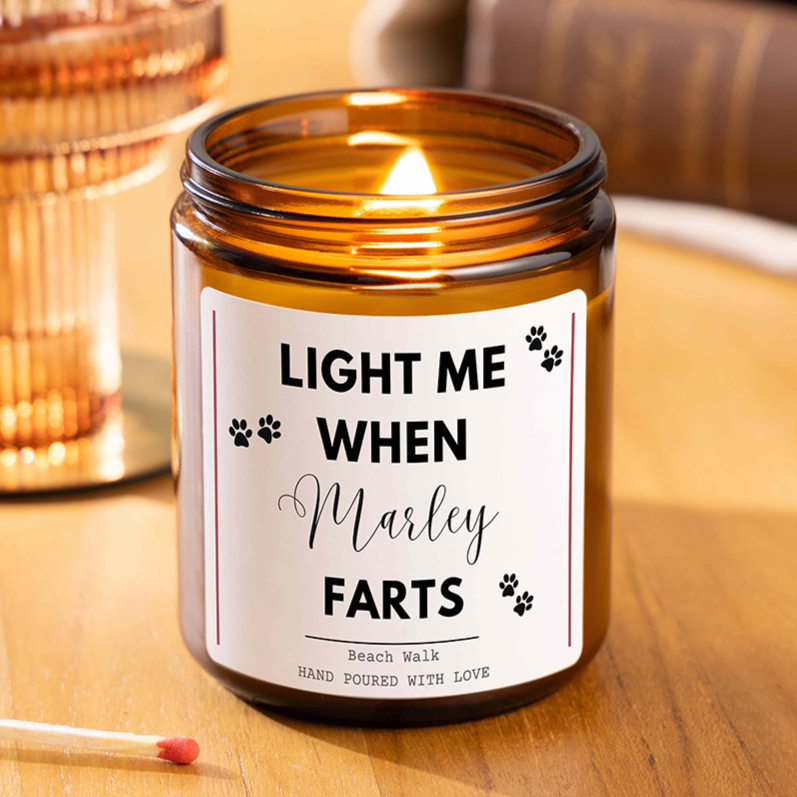 Light Me When Pet Farts Funny Personalised Candle