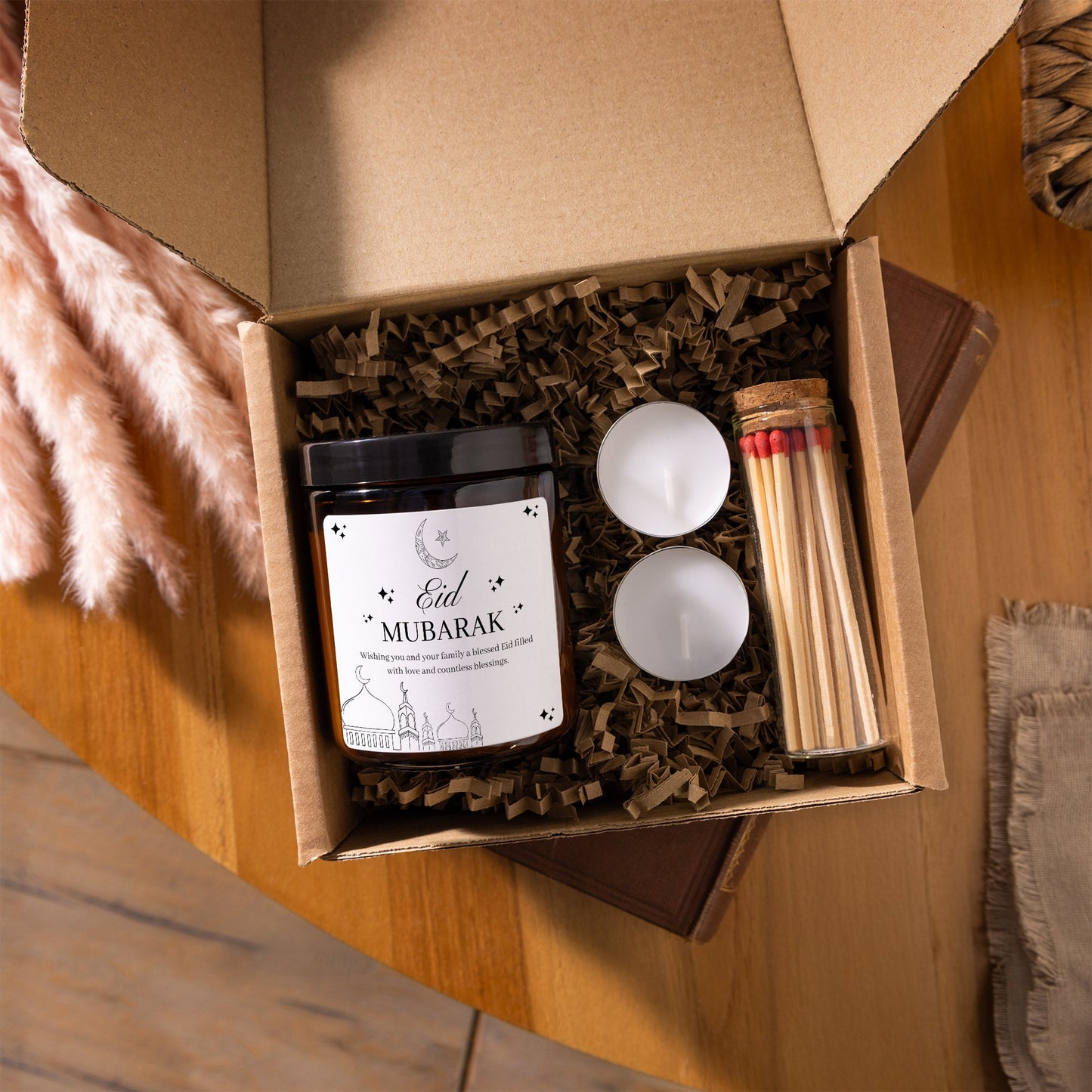 Candle gift set with tea lights and matches, Eid Mubarak Candle, Ramadan Mubarak Gifts, Eid Scented Candle Gift Set, Ramadan Decoration Happy Ramadan Islamic Home Decor Muslim Gift