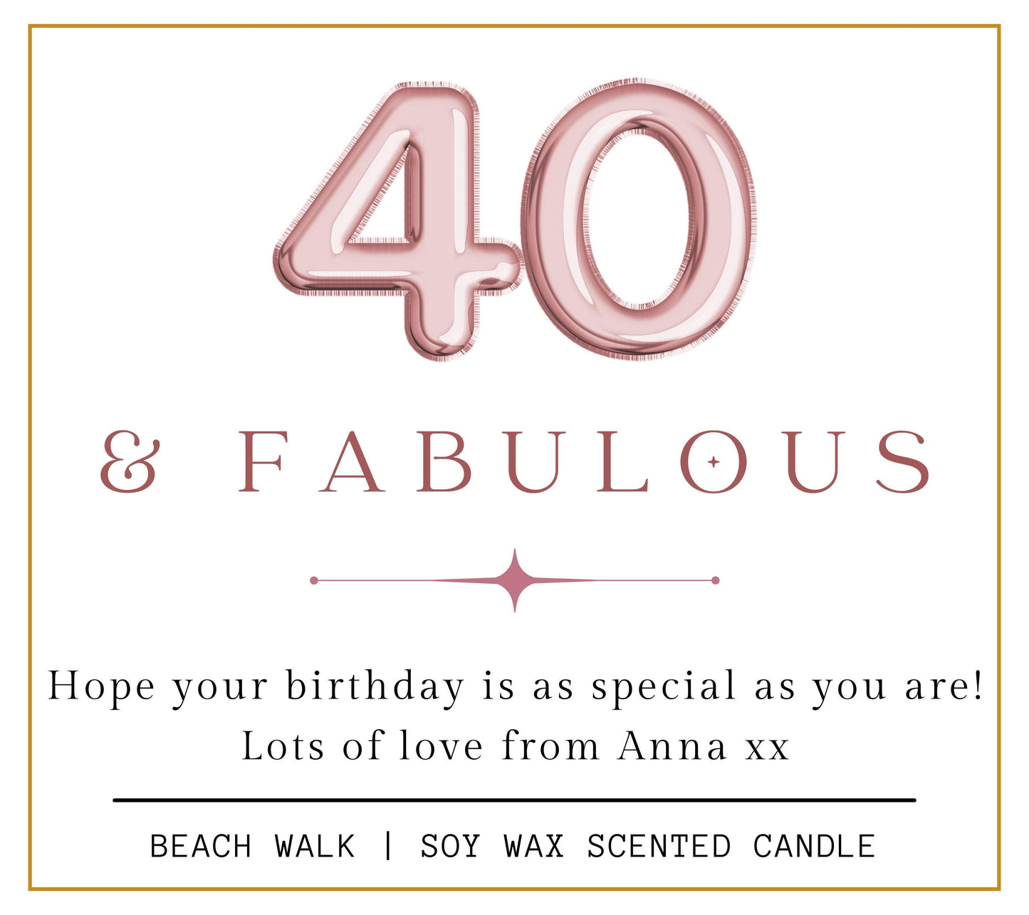 40 and Fabulous, 40th Birthday Gifts for Women, Forty & Fabulous, 40th Birthday Personalised Candle, Funny Candle for Friends 40th, Auntie Gift, Gift under 20, Gift under 30, Sister Gift, Best Friend Personalised Gift