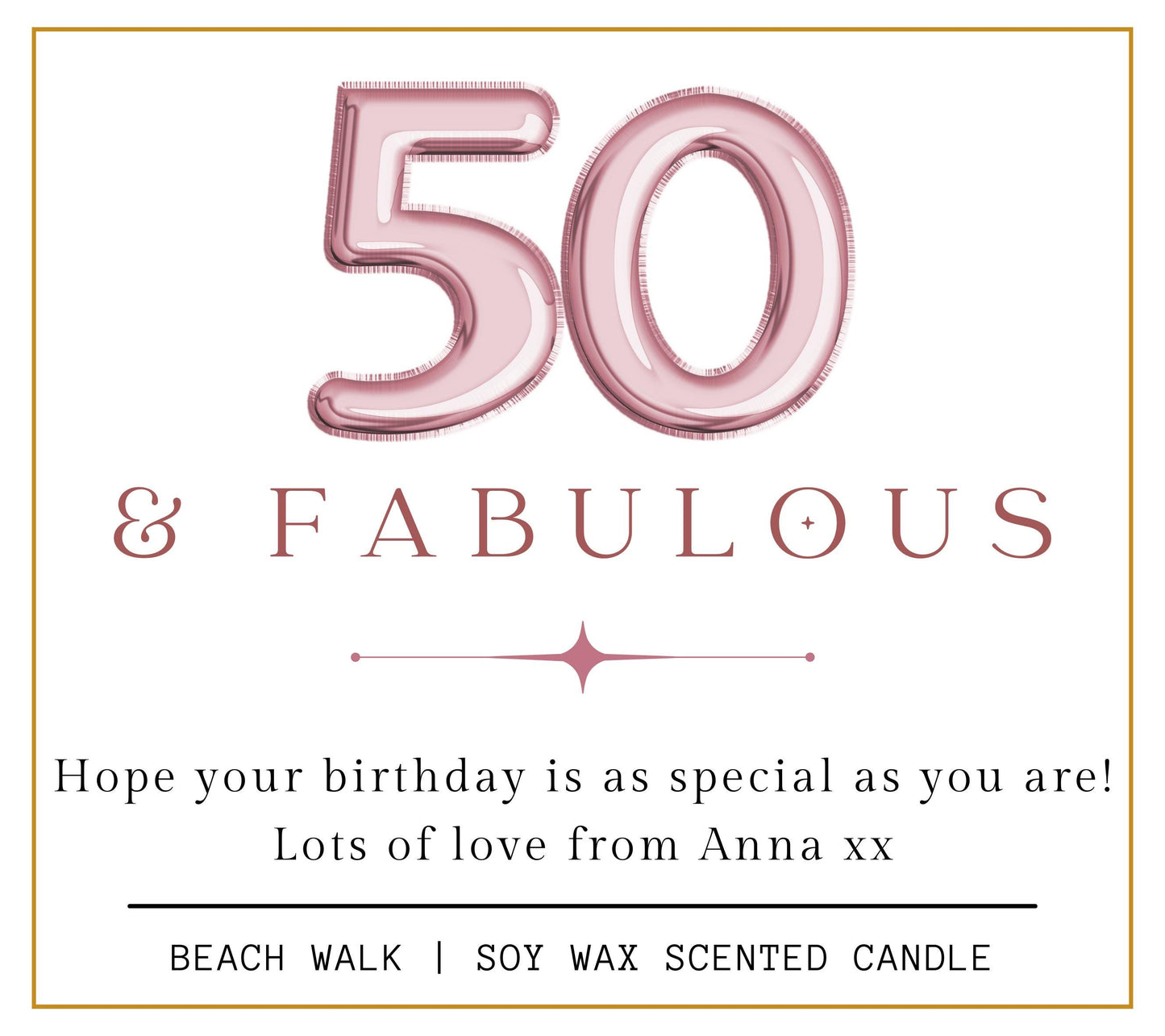 50 and Fabulous, 50th Birthday Gifts for Women, Fifty & Fabulous, 50th Birthday Personalised Candle, Funny Candle for Friends 50th, Auntie Gift, Gift under 20, Gift under 30, Sister Gift, Best Friend Personalised Gift