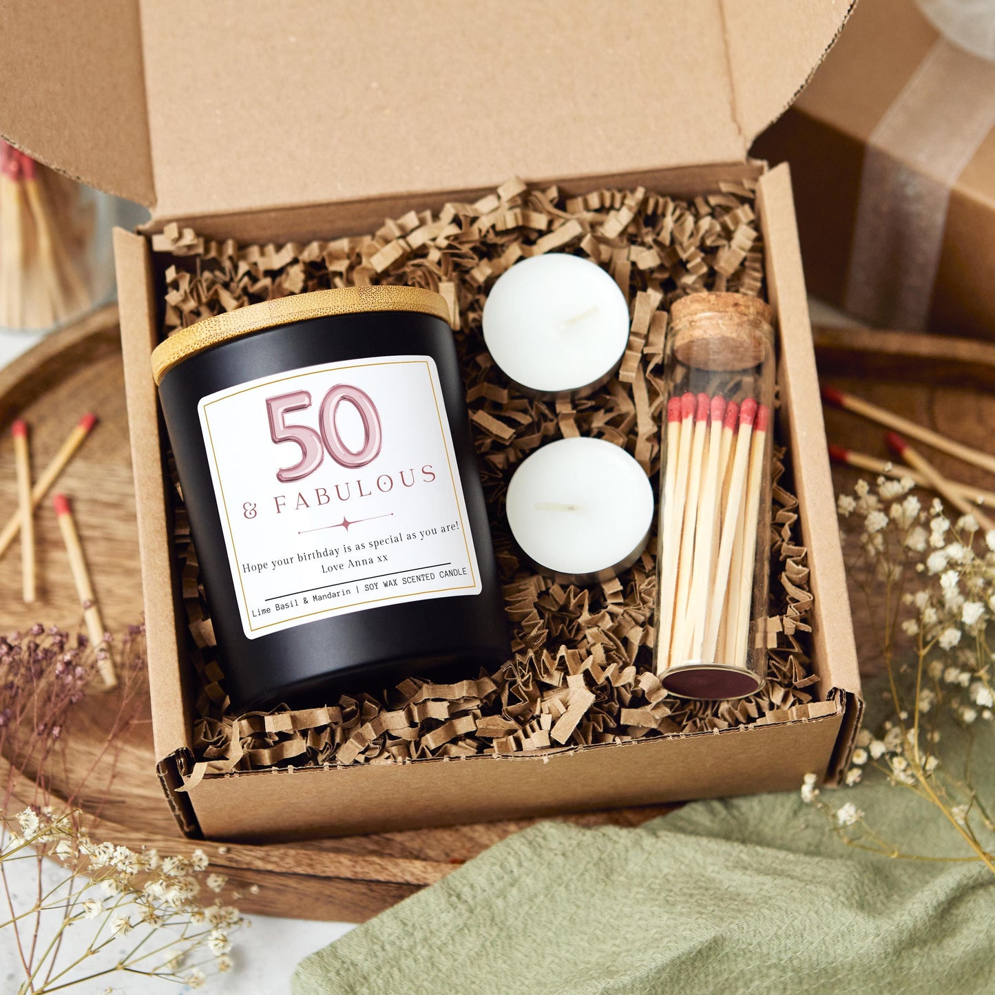 50 and Fabulous, 50th Birthday Gifts for Women, Fifty & Fabulous, 50th Birthday Personalised Candle, Funny Candle for Friends 50th, Auntie Gift, Gift under 20, Gift under 30, Sister Gift, Best Friend Personalised Gift