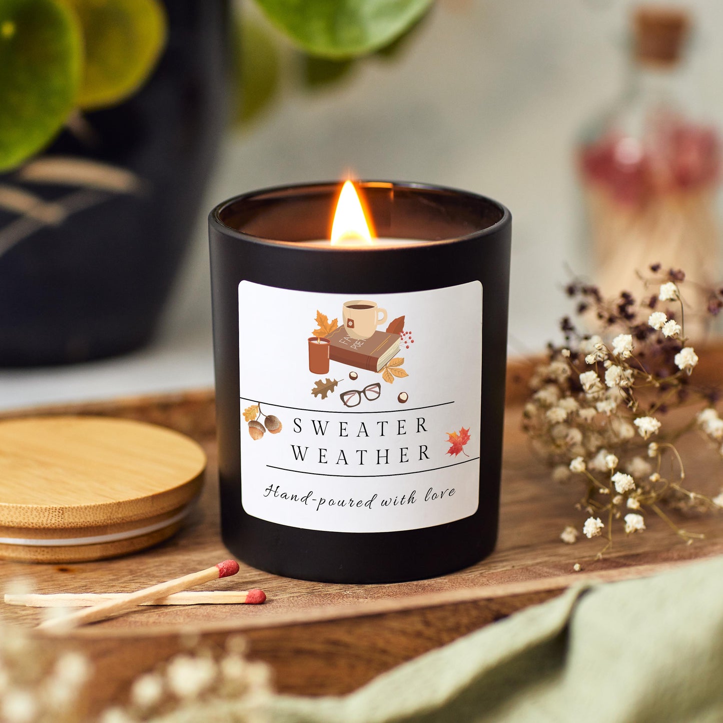 Sweater Weather Soy Wax Candle, Cozy Autumn Candle Gift for Friend, Warm Fall Scented Candle, Cozy Autumn Gift, Autumn Home Decor, Halloween Candle Gift for Mom, Perfect Autumn Gift for Her, Autumn Birthday Gift, Pumpkin Spice Scented Candle