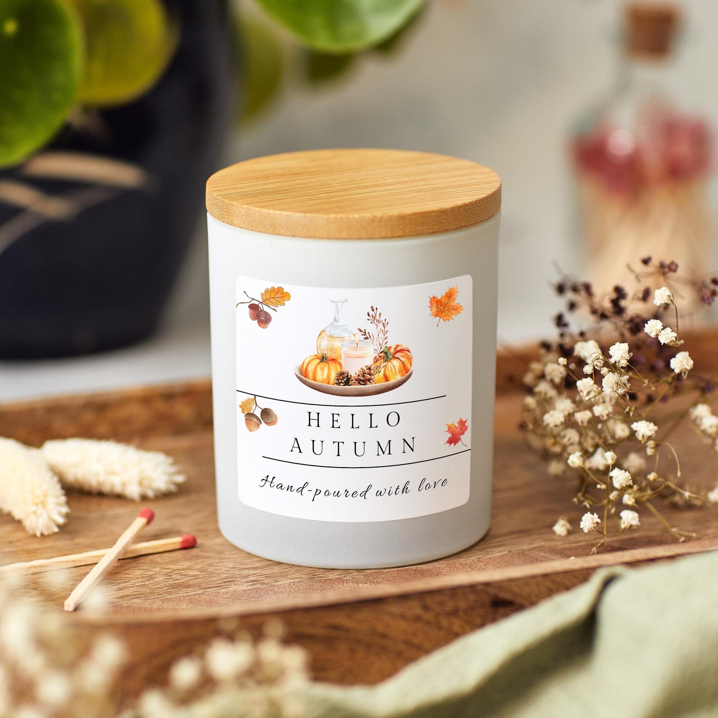Hello Autumn Soy Wax Candle, Cozy Fall Candle Gift, Hand-Poured Autumn Candle, Fall Candle Gift for Friend, Fall Gift for Friend, Autumn Home Decor, Autumn Home Decor Birthday Present, Perfect Autumn Gift for Wife, Gift for Mum, Fall 2024