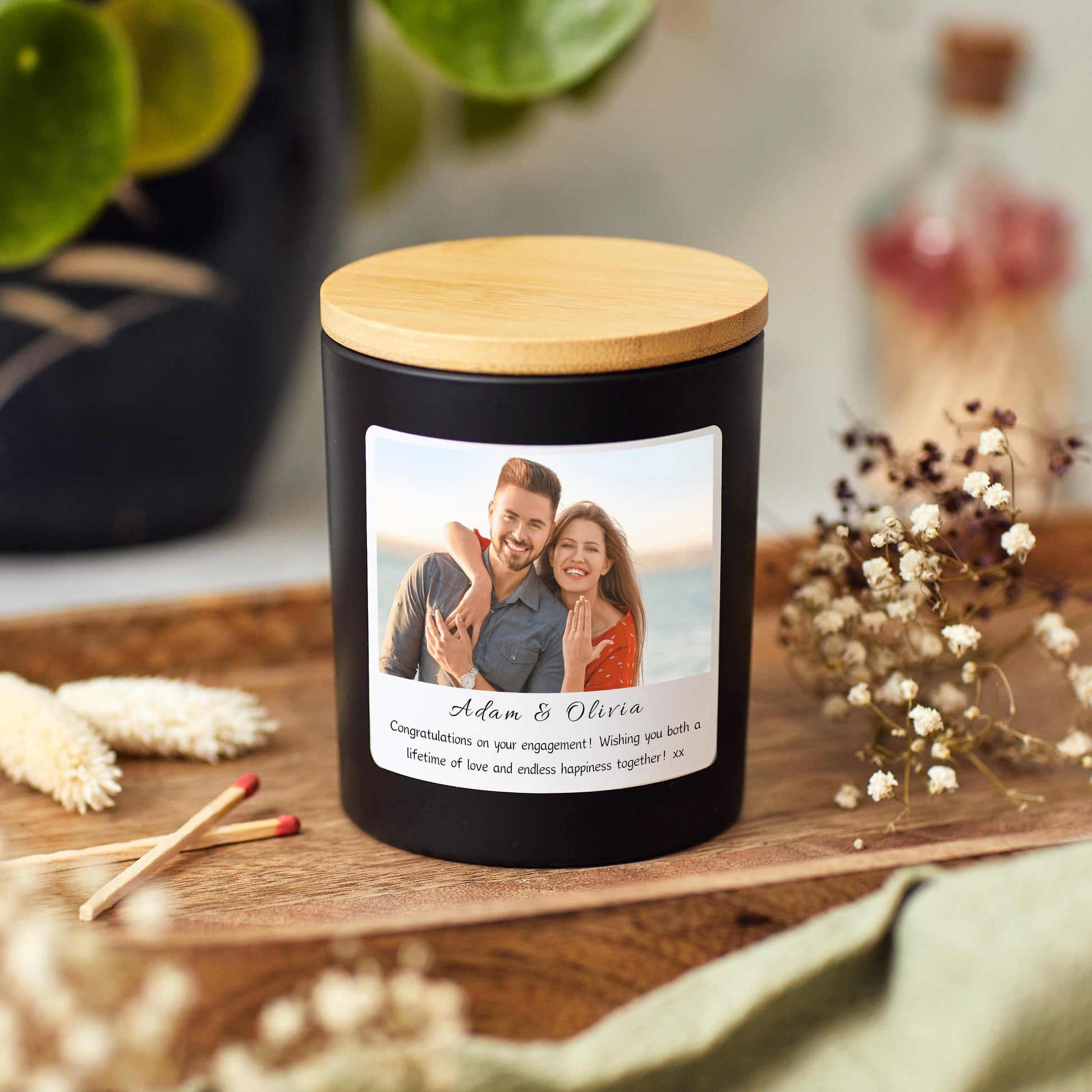 Engagement Presents For Future Bride and Groom, Personalised Engagement Photo Candle Gift Set, Friend Engagement, Sister Engagement Photo Gift, Newly Engaged Gift For Couple with Photo