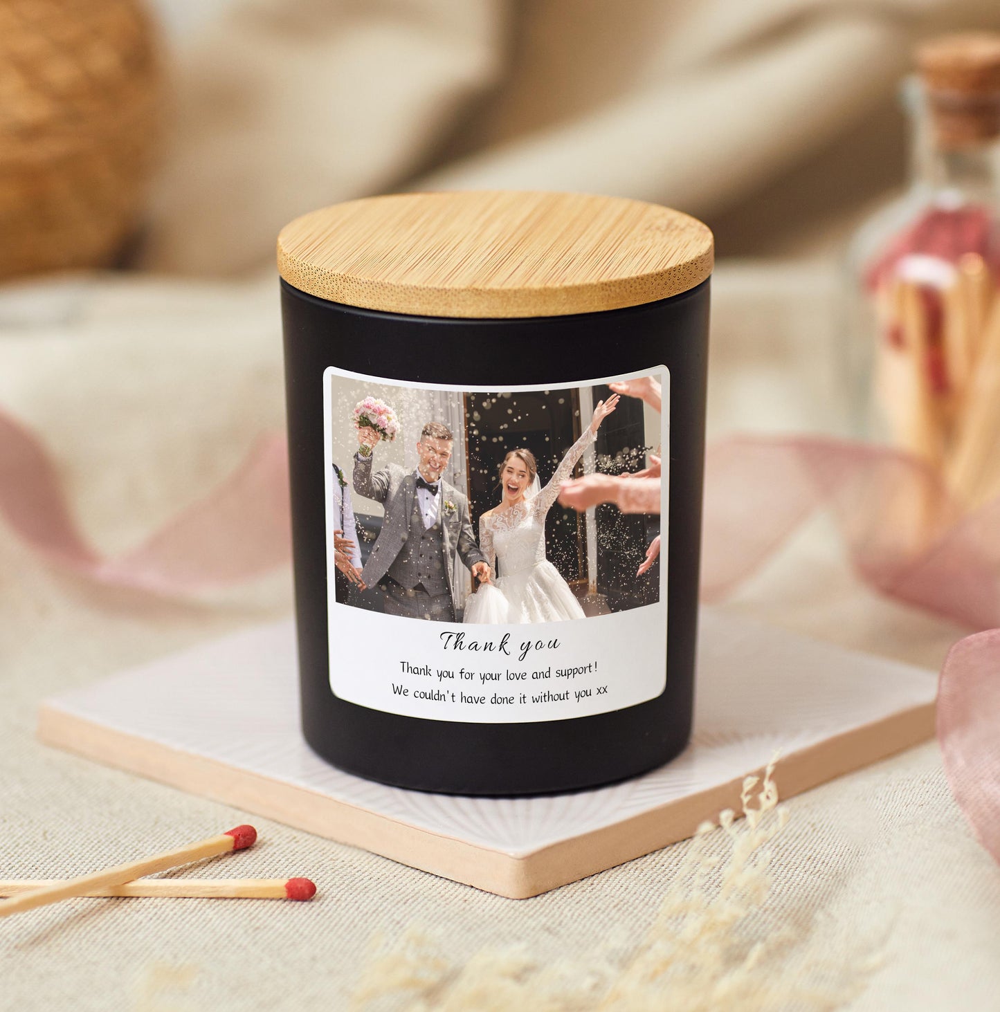 Personalised Thank You Candle Gift Set, Thank You Photo Candle For Wedding, Thank You Mother of the Bride, Thank You Mother of the Groom, Thank You Wedding Gift, Thank you for your help