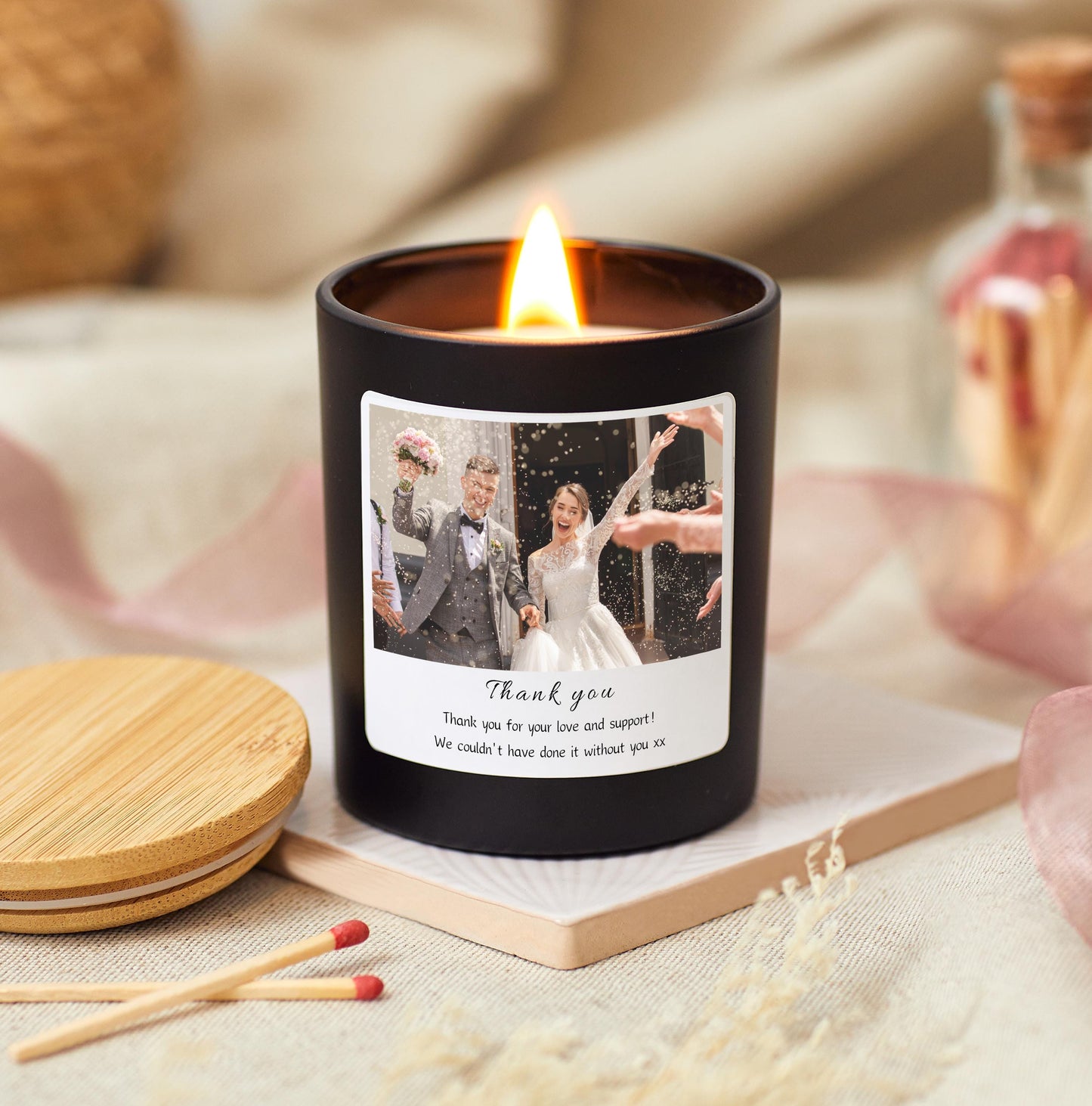 Personalised Thank You Candle Gift Set, Thank You Photo Candle For Wedding, Thank You Mother of the Bride, Thank You Mother of the Groom, Thank You Wedding Gift, Thank you for your help