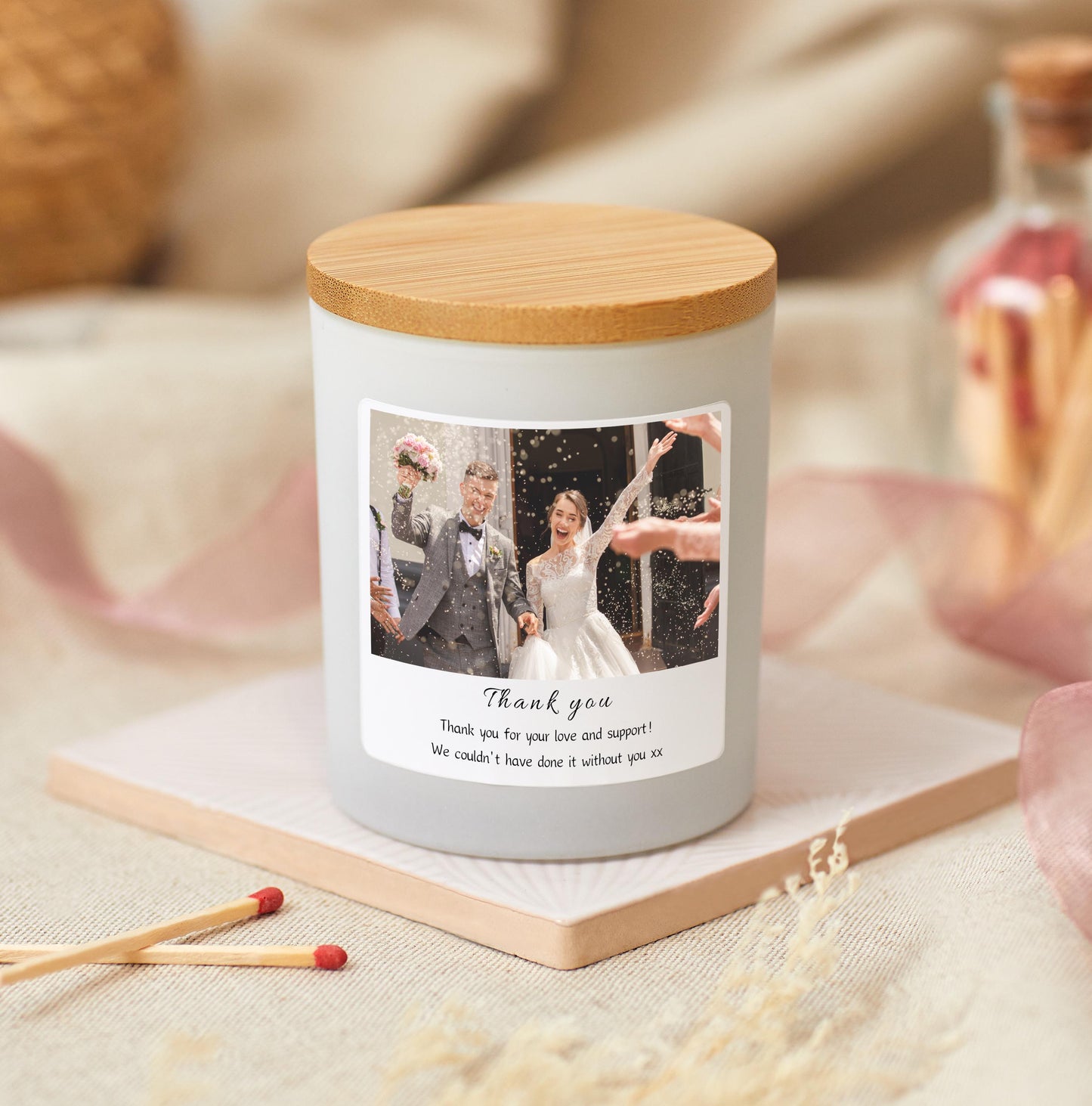 Personalised Thank You Candle Gift Set, Thank You Photo Candle For Wedding, Thank You Mother of the Bride, Thank You Mother of the Groom, Thank You Wedding Gift, Thank you for your help