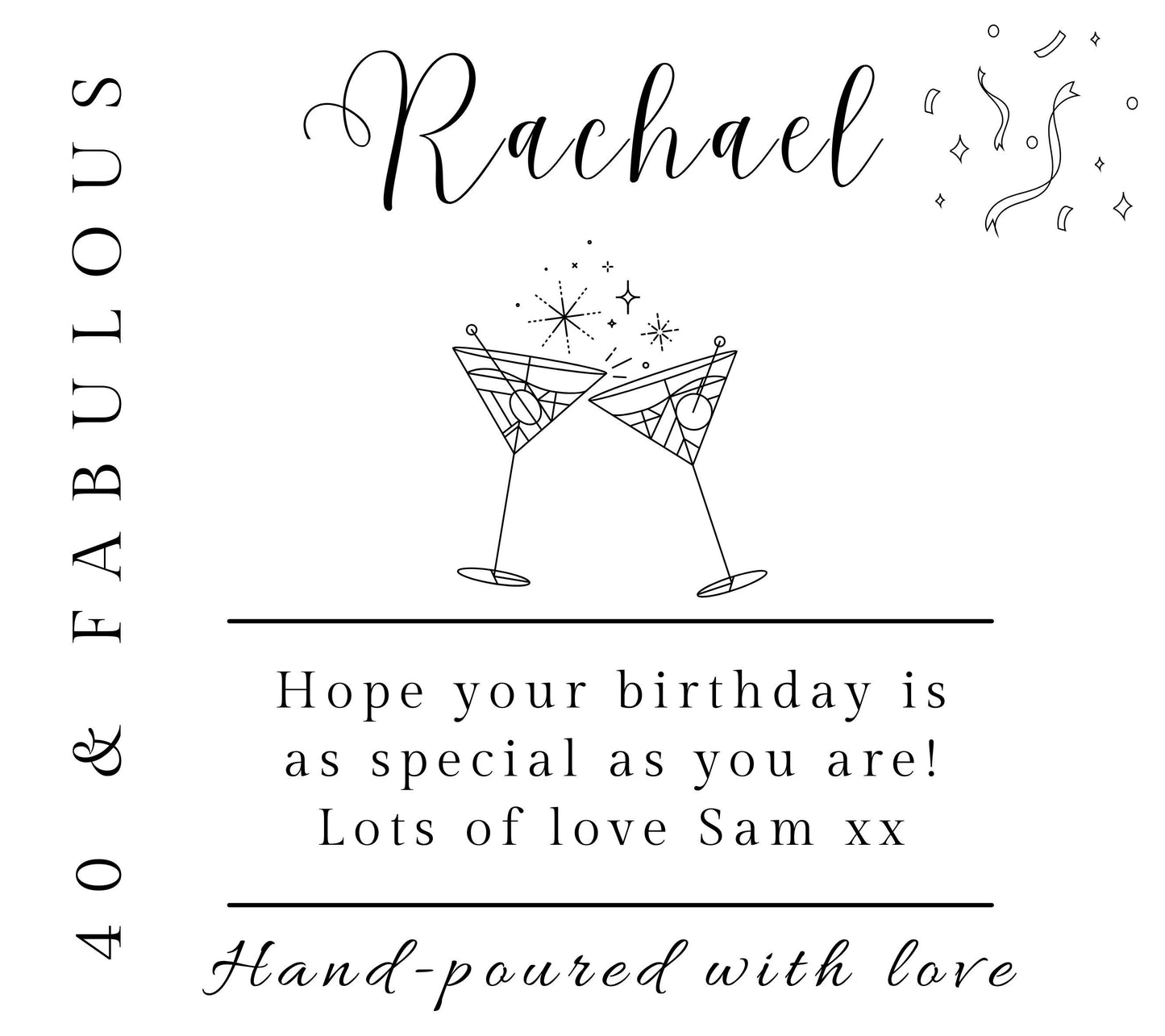 40 and Fabulous Birthday Hamper, 40th Birthday Gifts for Women, Forty & Fabulous Personalised Candle Gift for Her, 40th Birthday Personalised Candle, Funny Candle for Friends 40th, Auntie Gift, Gift under 20, Gift under 30, Sister Gift,