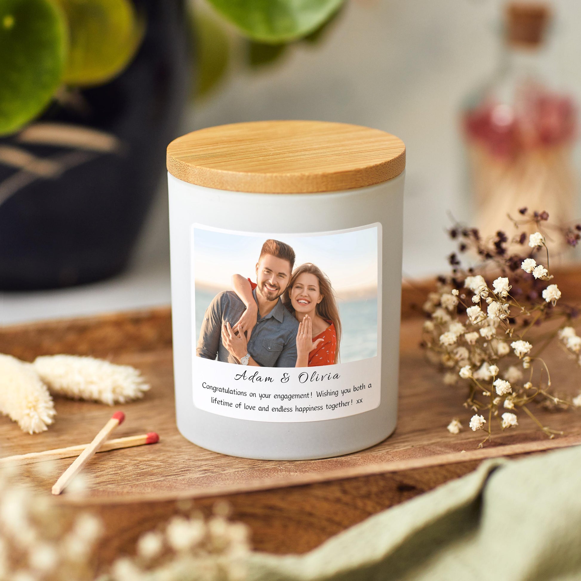 Engagement Presents For Future Bride and Groom, Personalised Engagement Photo Candle Gift Set, Friend Engagement, Sister Engagement Photo Gift, Newly Engaged Gift For Couple with Photo
