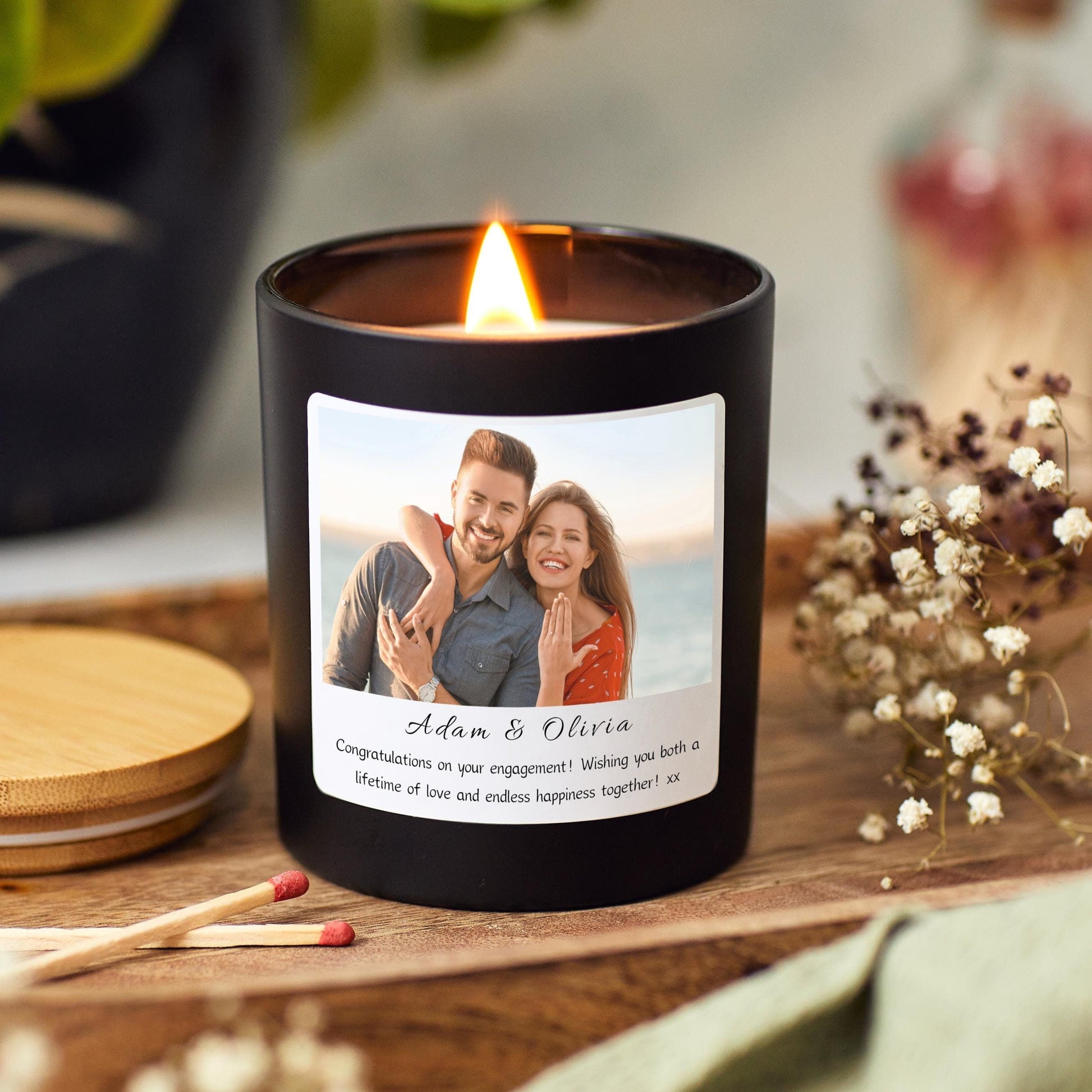 Engagement Presents For Future Bride and Groom, Personalised Engagement Photo Candle Gift Set, Friend Engagement, Sister Engagement Photo Gift, Newly Engaged Gift For Couple with Photo