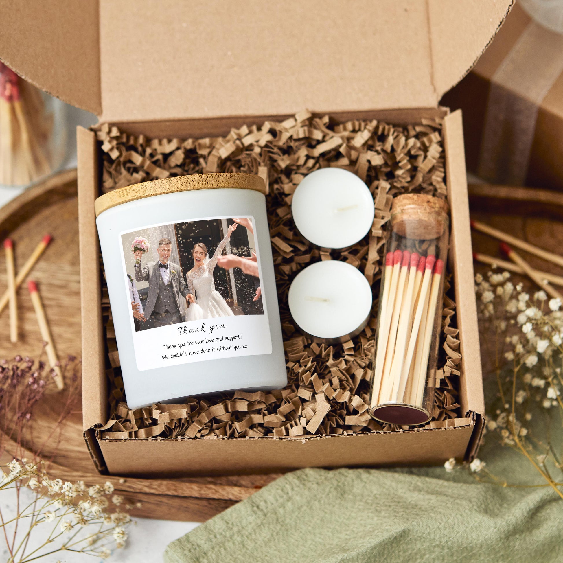 Personalised Thank You Candle Gift Set, Thank You Photo Candle For Wedding, Thank You Mother of the Bride, Thank You Mother of the Groom, Thank You Wedding Gift, Thank you for your help