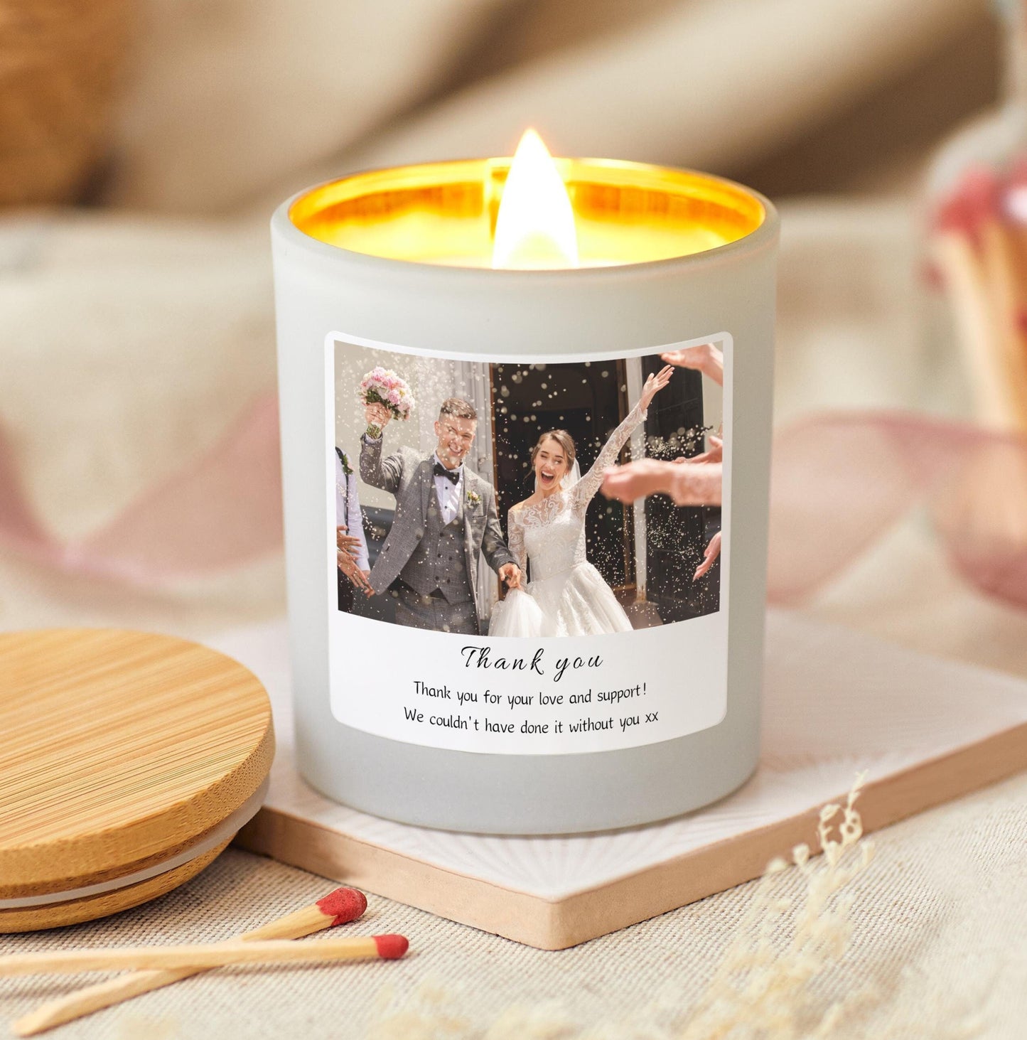 Personalised Thank You Candle Gift Set, Thank You Photo Candle For Wedding, Thank You Mother of the Bride, Thank You Mother of the Groom, Thank You Wedding Gift, Thank you for your help
