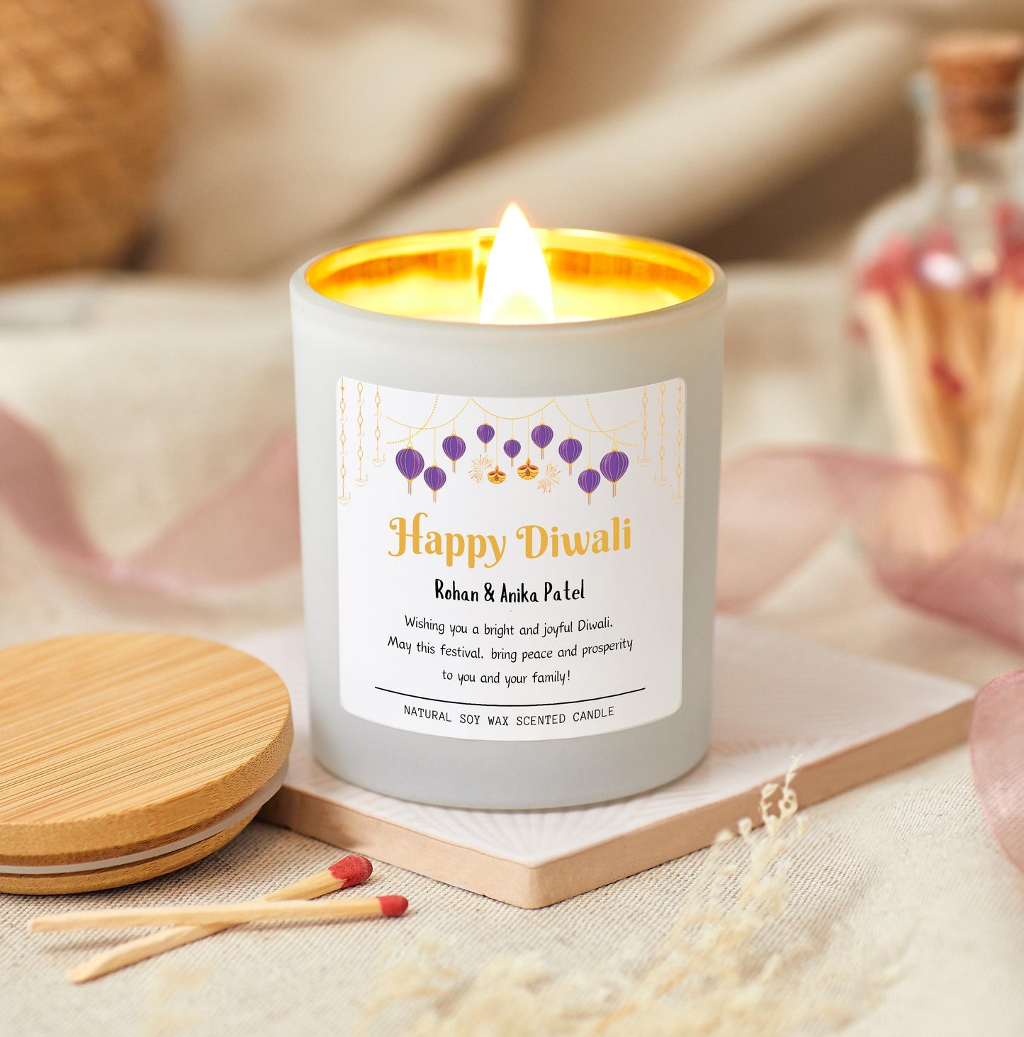 Happy Diwali Personalised Candle, Personalised Diwali Gift For Family, Diwali Rangoli Candle Gift, Diwali Gift Hamper, Festival of Lights Diwali Celebrations Gifts, Diwali Decor Candle, Diwali Decorations, Prosperity and Wealth Candle Gift