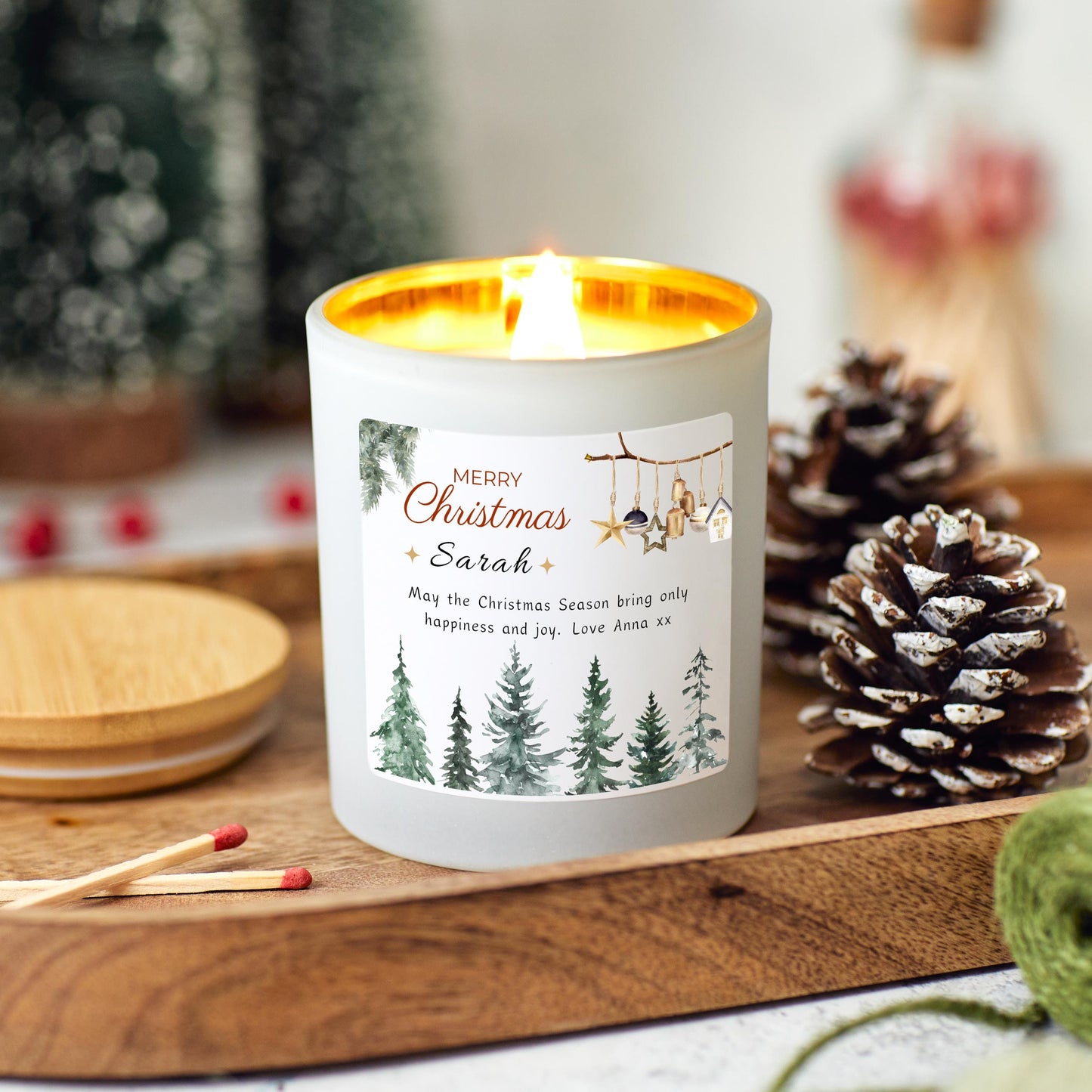 Personalised candle Christmas decor, Christmas Eve decoration, Festive candle, Holiday candle, Handmade gift unique Christmas present, Personalised Christmas candle gift Christmas Tree Design, Stocking filler Christmas present, Christmas Eve gift