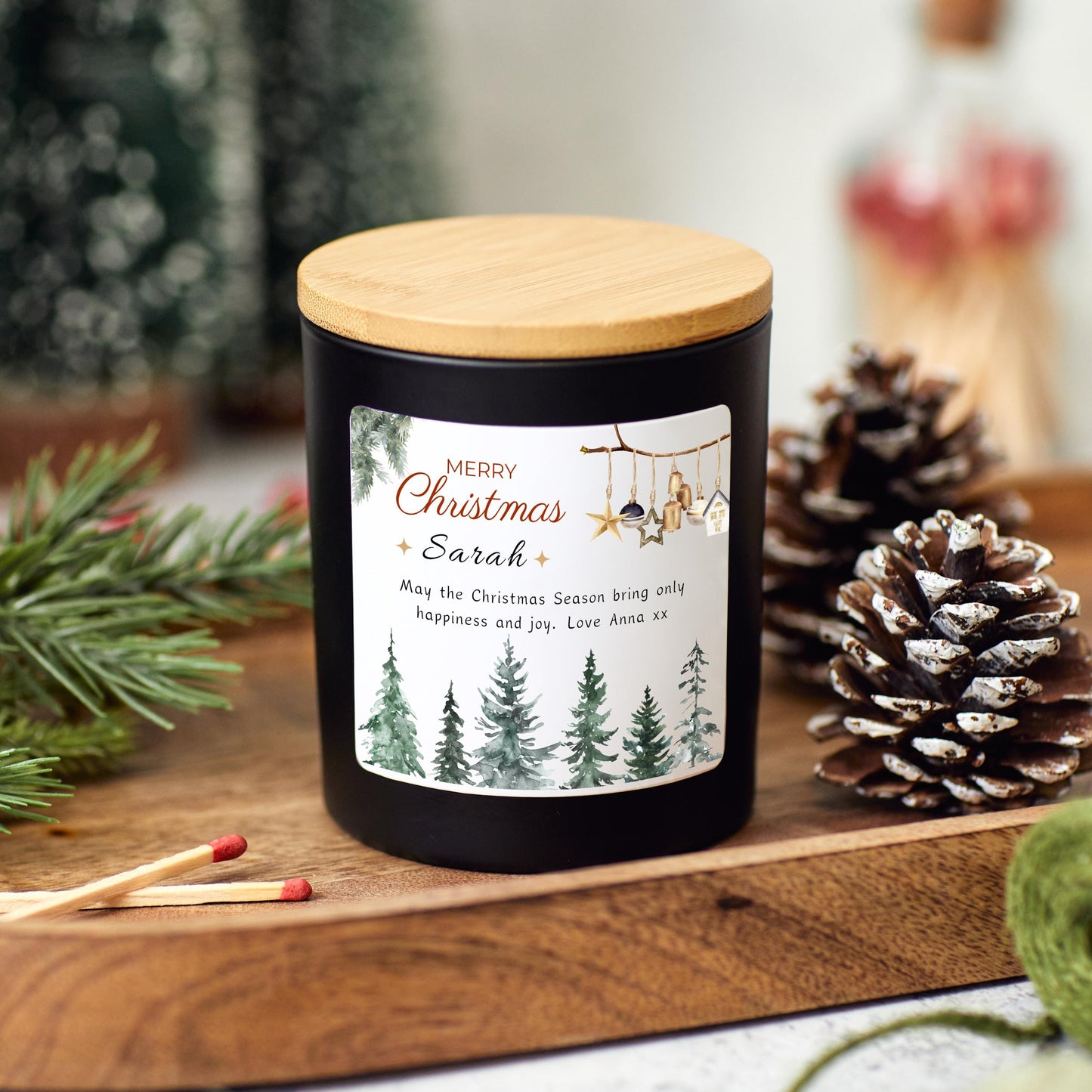 Personalised candle Christmas decor, Christmas Eve decoration, Festive candle, Holiday candle, Handmade gift unique Christmas present, Personalised Christmas candle gift Christmas Tree Design, Stocking filler Christmas present, Christmas Eve gift