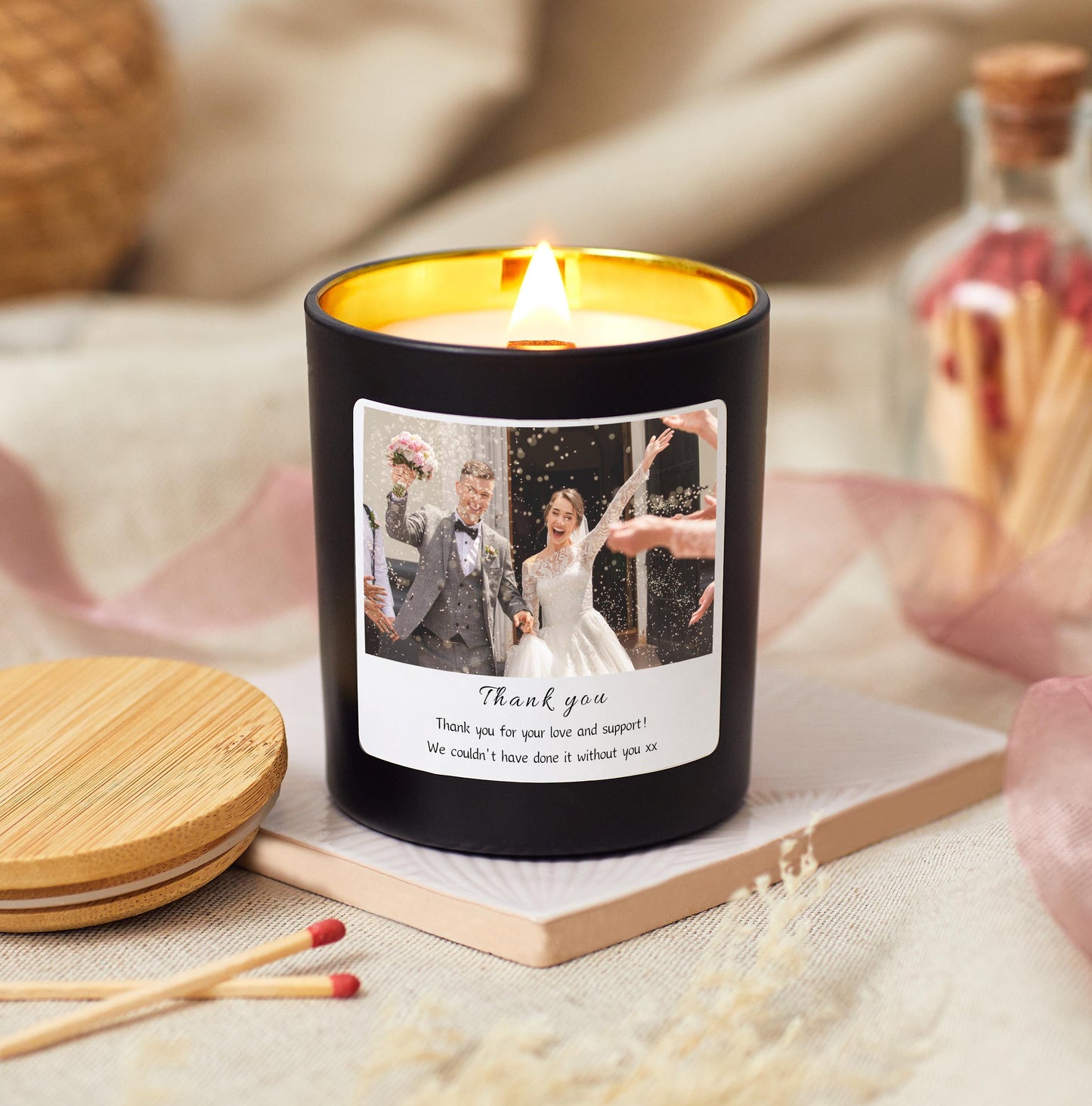 Personalised Thank You Candle Gift Set, Thank You Photo Candle For Wedding, Thank You Mother of the Bride, Thank You Mother of the Groom, Thank You Wedding Gift, Thank you for your help