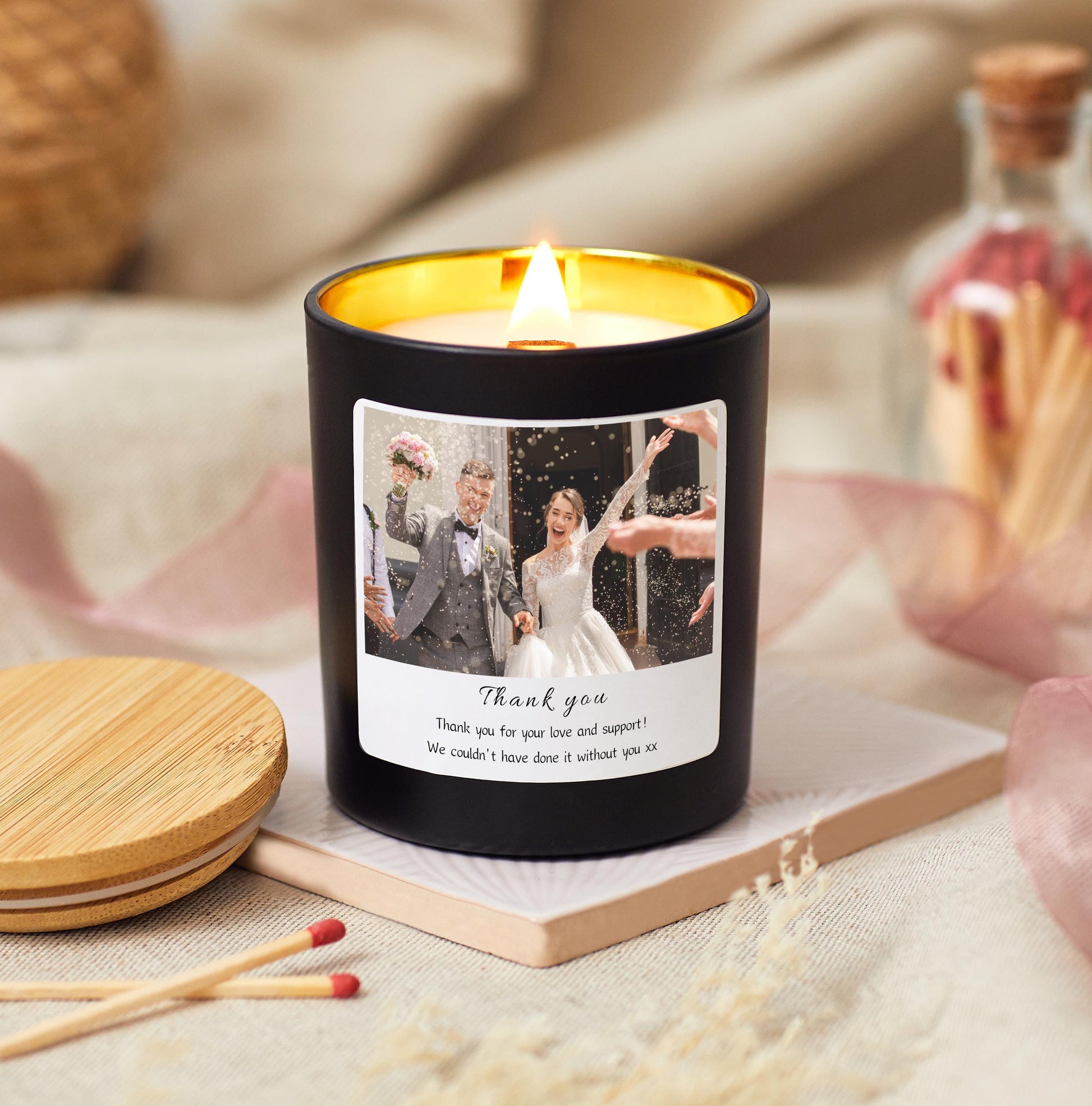 Personalised Thank You Candle Gift Set, Thank You Photo Candle For Wedding, Thank You Mother of the Bride, Thank You Mother of the Groom, Thank You Wedding Gift, Thank you for your help