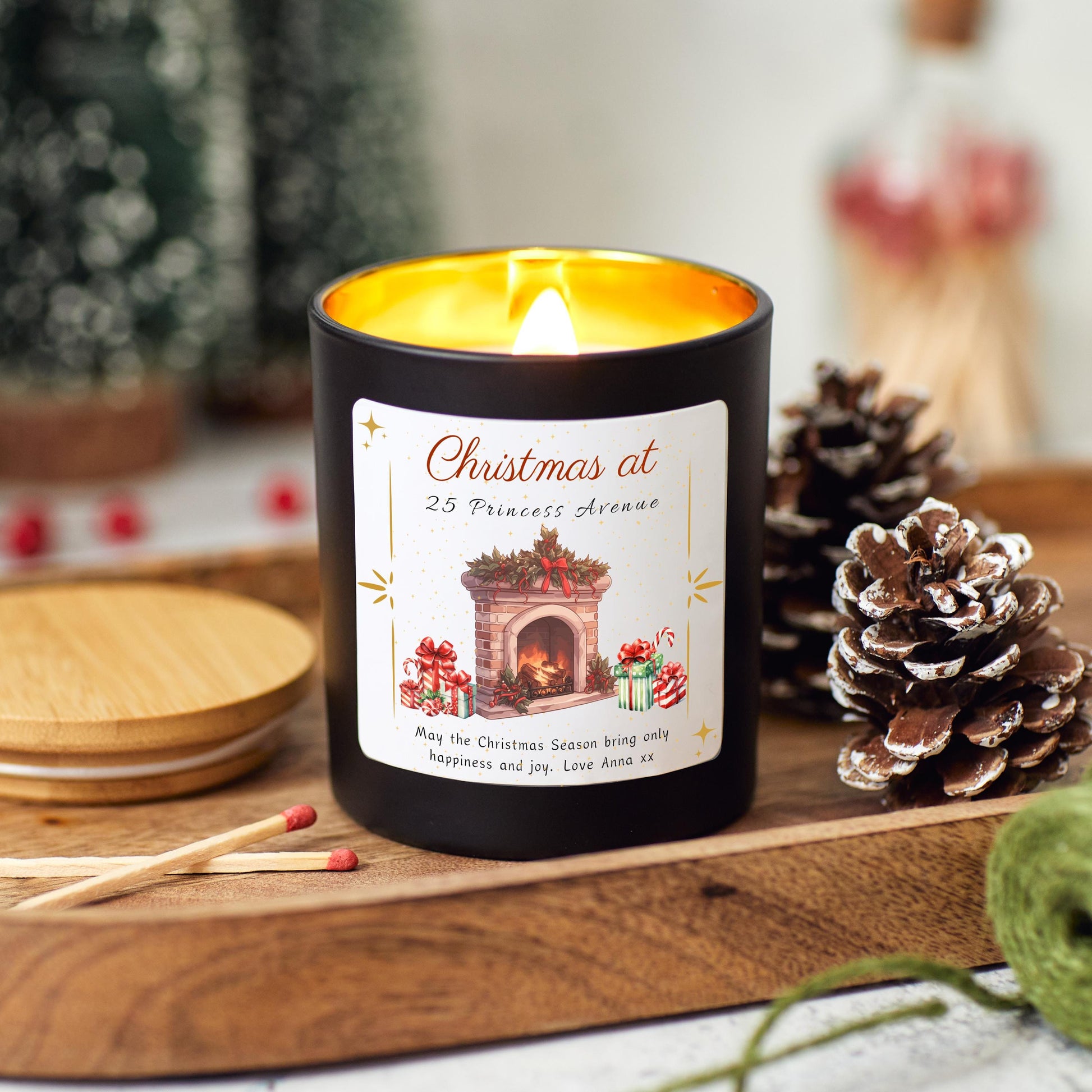 Personalised First Christmas New Home Scented Candle Gift Set, Couple Christmas Present, Xmas Gift Happy First Home, Housewarming Gift