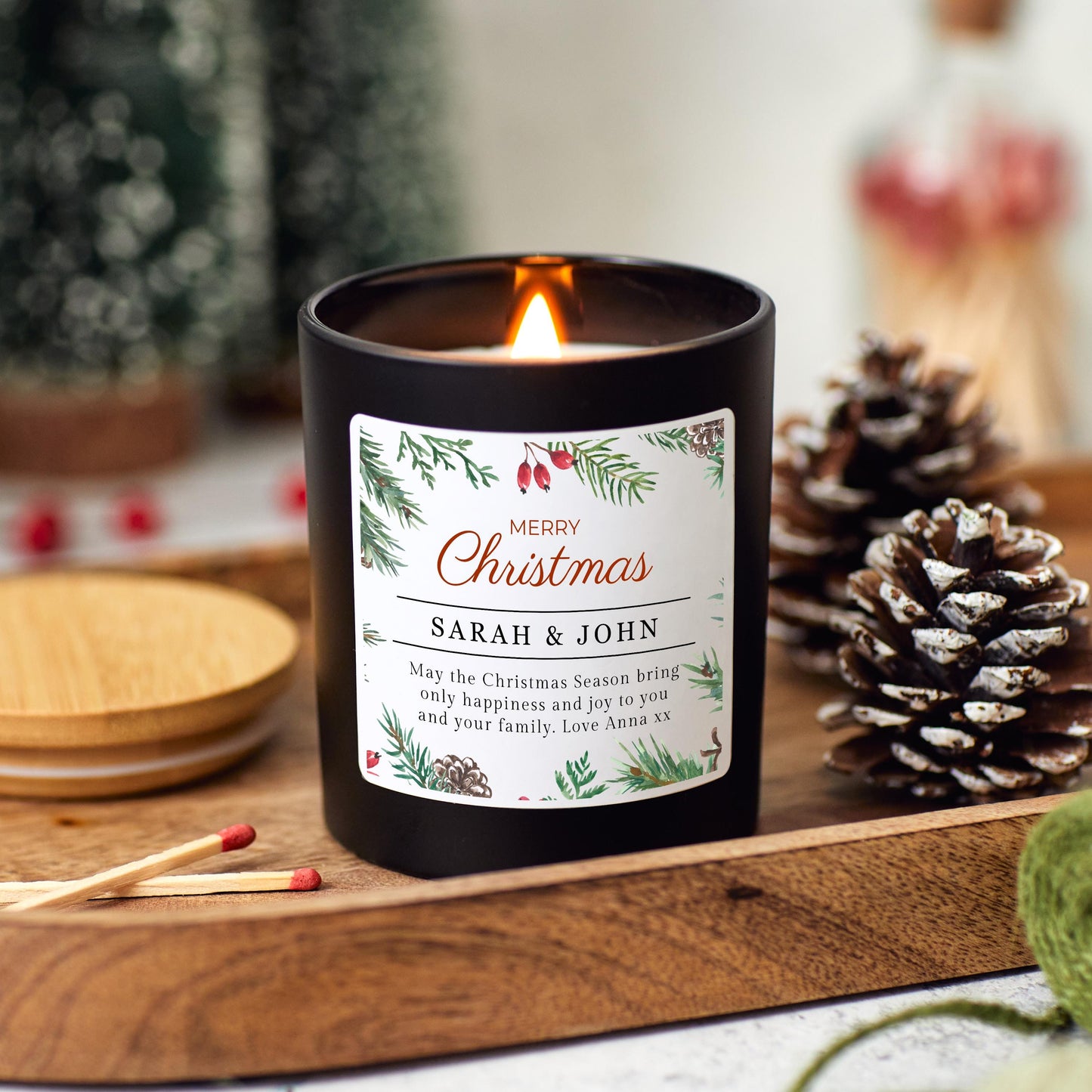 Personalised Christmas candle gift, stocking filler Christmas present, personalised candle Christmas decor, Christmas decoration, Christmas hamper, holiday candle, festive candle, Christmas Eve gift, Xmas gift scented candle