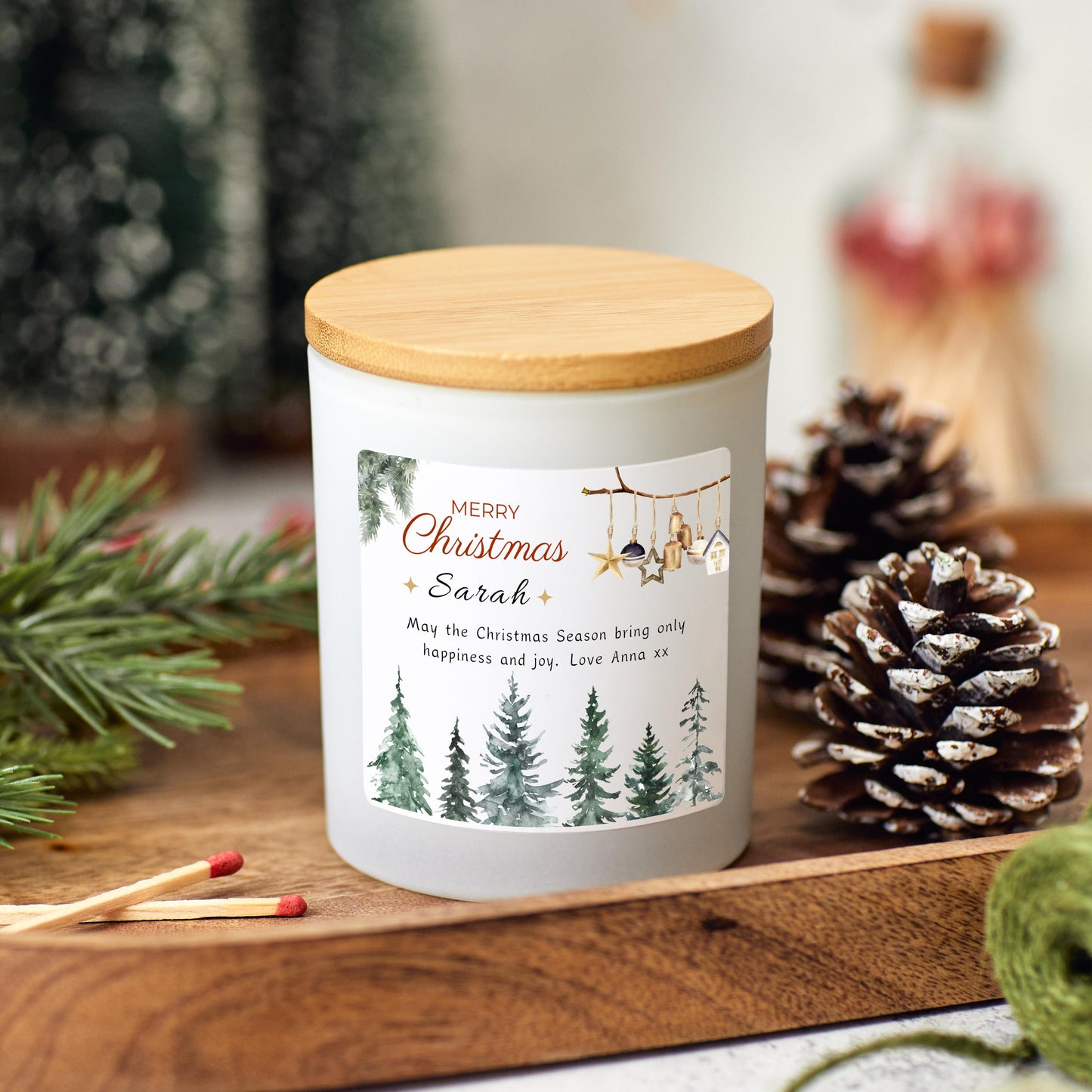 Personalised candle Christmas decor, Christmas Eve decoration, Festive candle, Holiday candle, Handmade gift unique Christmas present, Personalised Christmas candle gift Christmas Tree Design, Stocking filler Christmas present, Christmas Eve gift