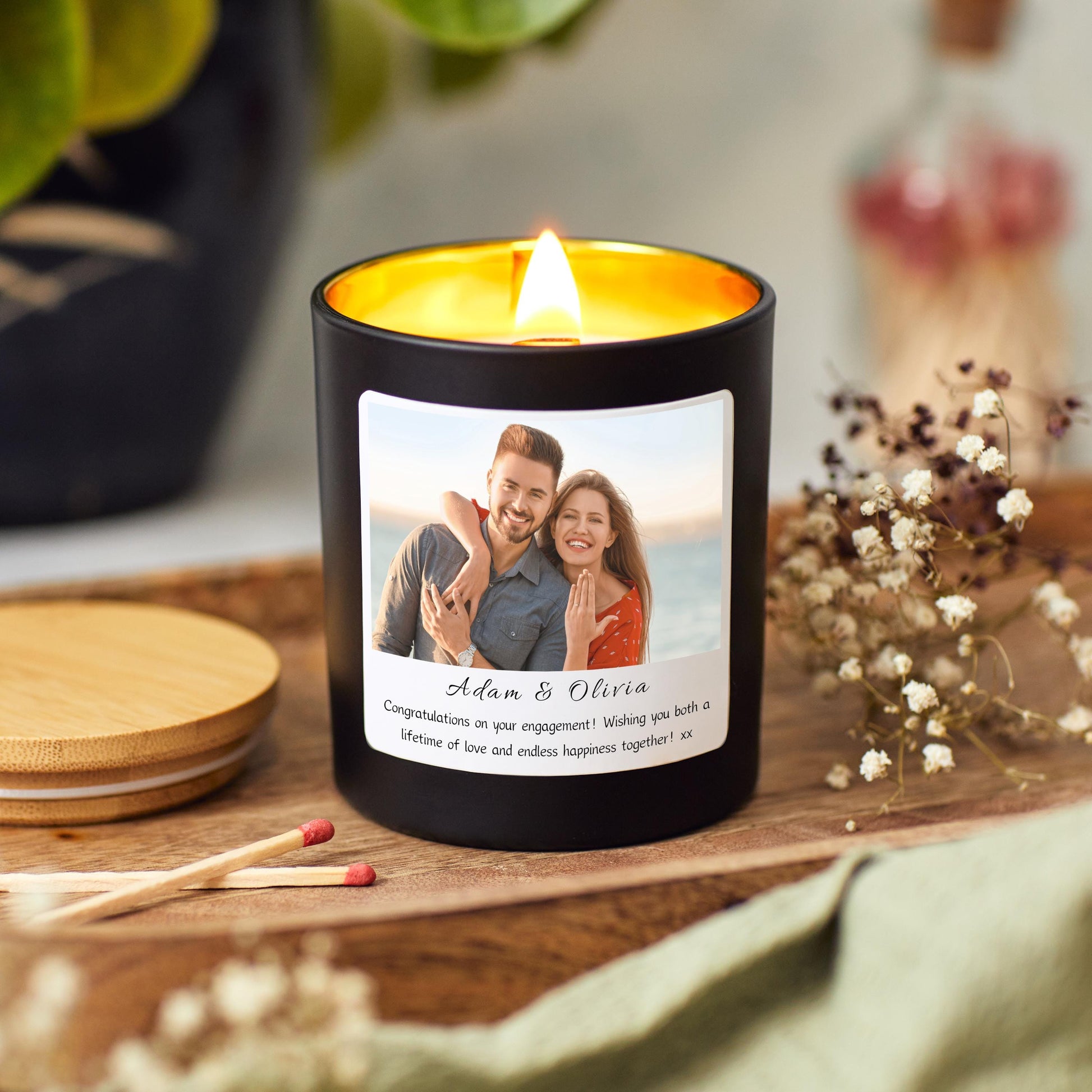 Engagement Presents For Future Bride and Groom, Personalised Engagement Photo Candle Gift Set, Friend Engagement, Sister Engagement Photo Gift, Newly Engaged Gift For Couple with Photo