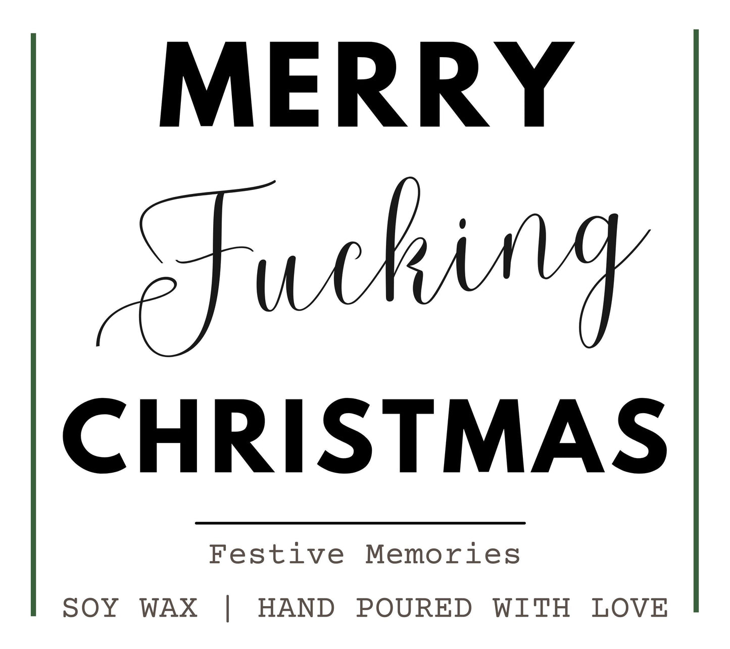 Merry Fucking Christmas Anti Christmas Candle Gift, Unique Secret Santa Gifts, Funny Xmas Holiday Candles, Funny Slogan Joke Rude Christmas Candle Stocking Filler Present for Friend Wanky Candle, Fun Scented Candle