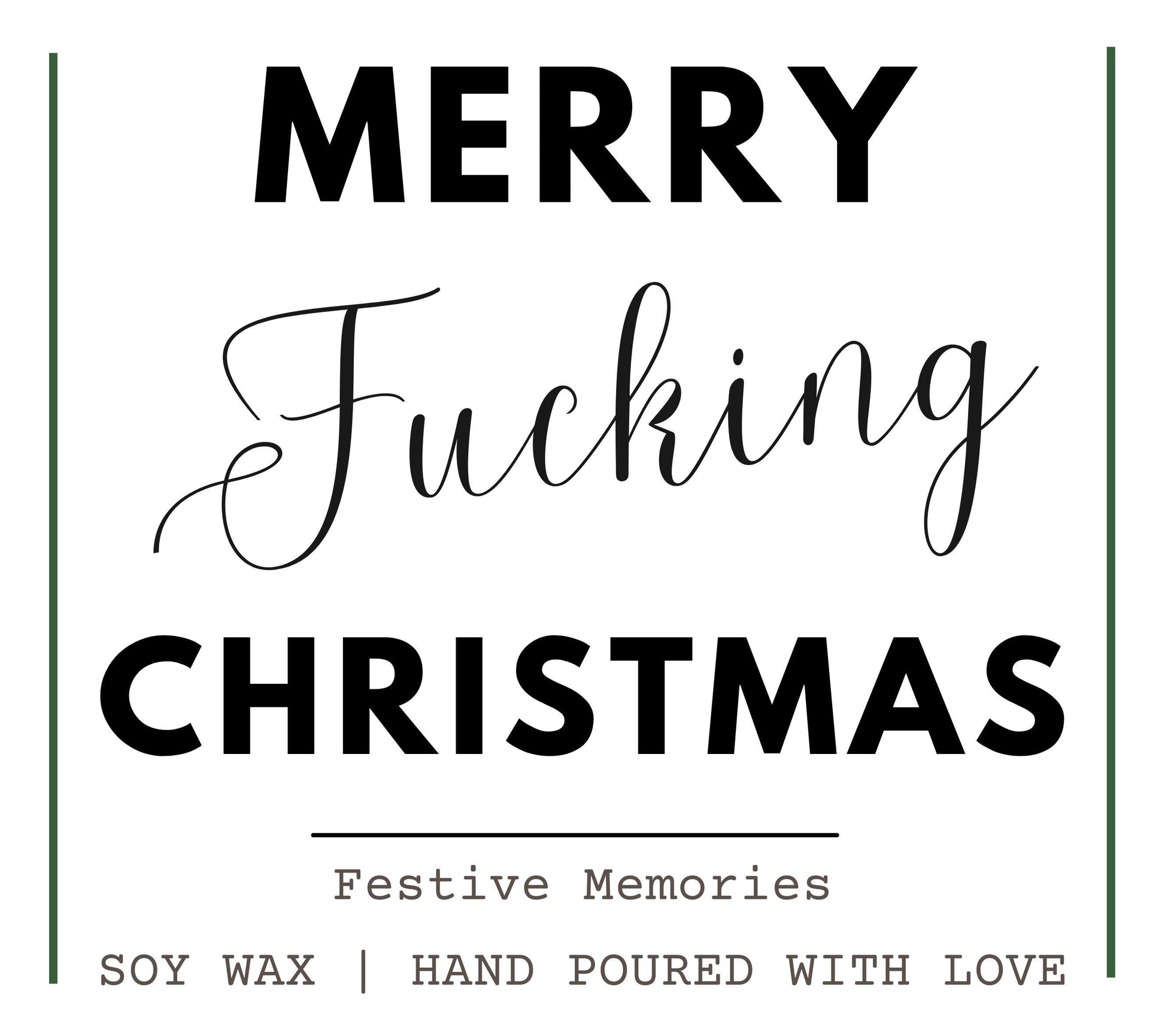 Merry Fucking Christmas Anti Christmas Candle Gift, Unique Secret Santa Gifts, Funny Xmas Holiday Candles, Funny Slogan Joke Rude Christmas Candle Stocking Filler Present for Friend Wanky Candle, Fun Scented Candle