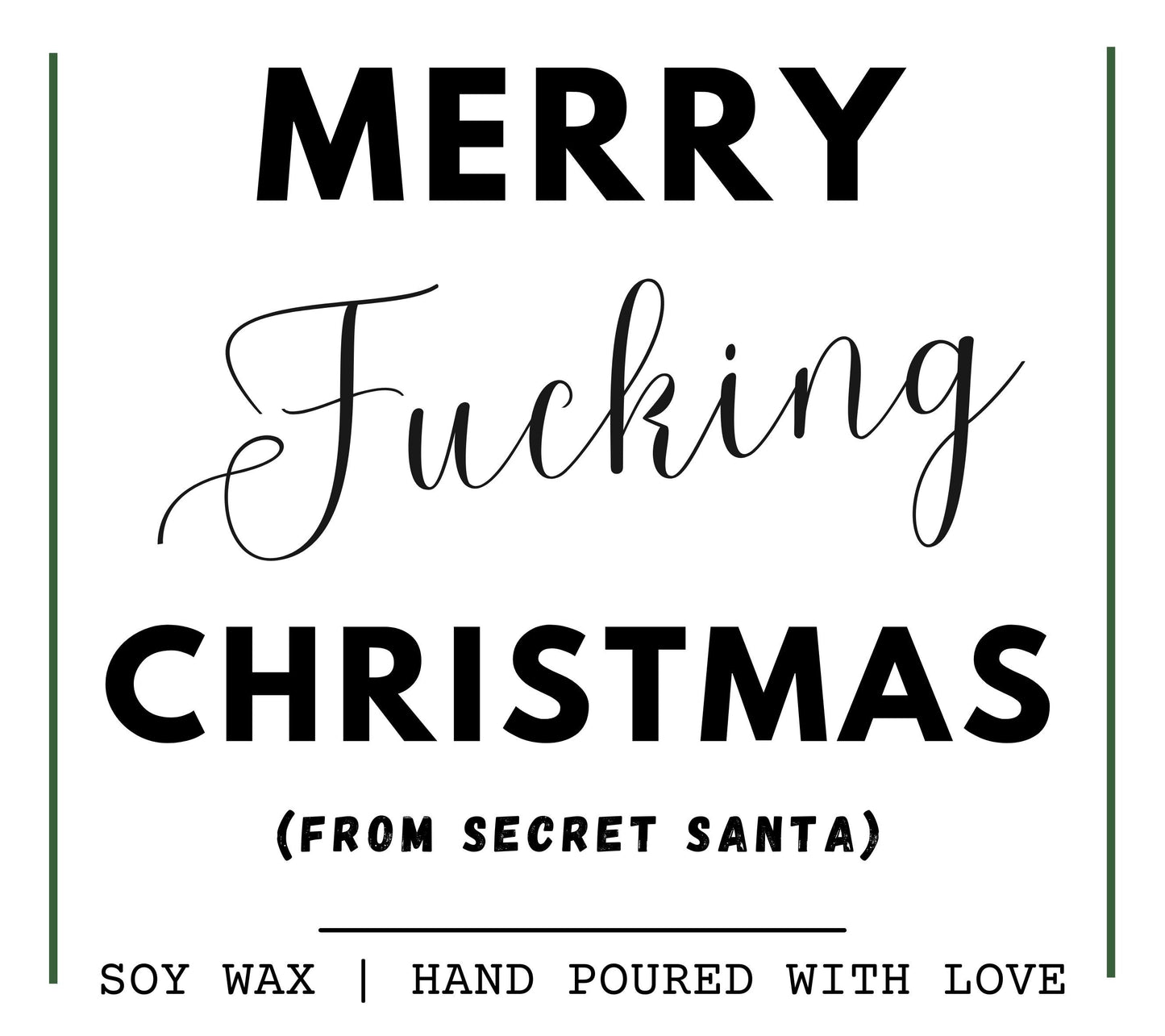 Merry Fucking Christmas Anti Christmas Candle Gift, Unique Secret Santa Gifts, Funny Xmas Holiday Candles, Funny Slogan Joke Rude Christmas Candle Stocking Filler Present for Friend Wanky Candle, Fun Scented Candle
