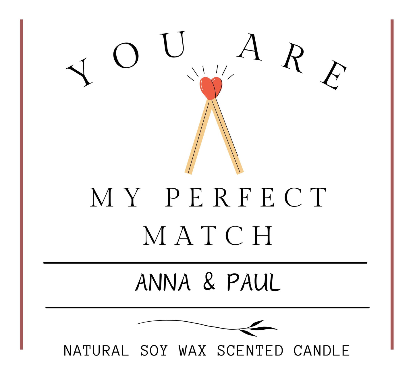 Valentine’s Day Personalised Candle Gift, You Are My Perfect Match Cute Gift for Her, Gift for Boyfriend, Present for Girlfriend, Couples Custom Candle Gift, Romantic Present for Wife