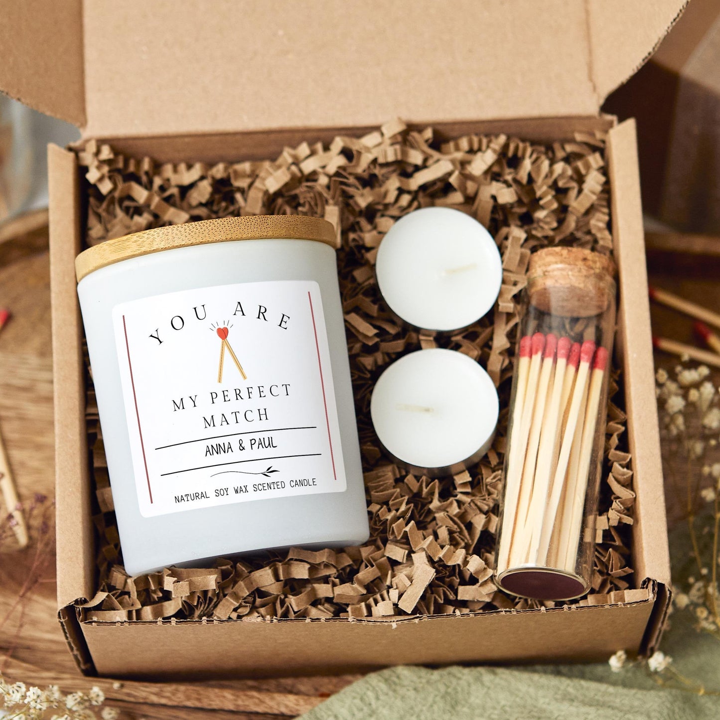 Valentine’s Day Personalised Candle Gift, You Are My Perfect Match Cute Gift for Her, Gift for Boyfriend, Present for Girlfriend, Couples Custom Candle Gift, Romantic Present for Wife