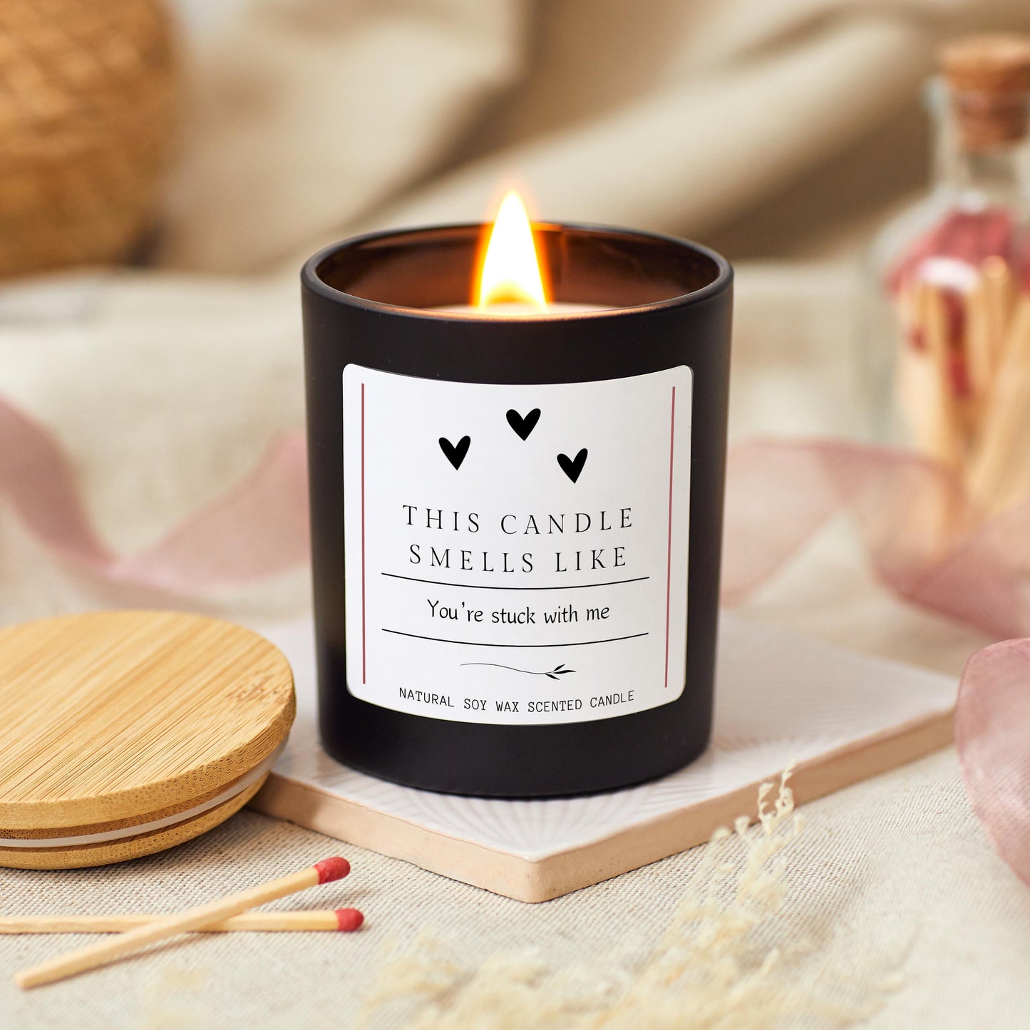 Smells Like You're Stuck With Me Gift for Girlfriend, Funny Valentines Candle for Boyfriend, Valentine Couple Gift, Cute Unique Gift for Her