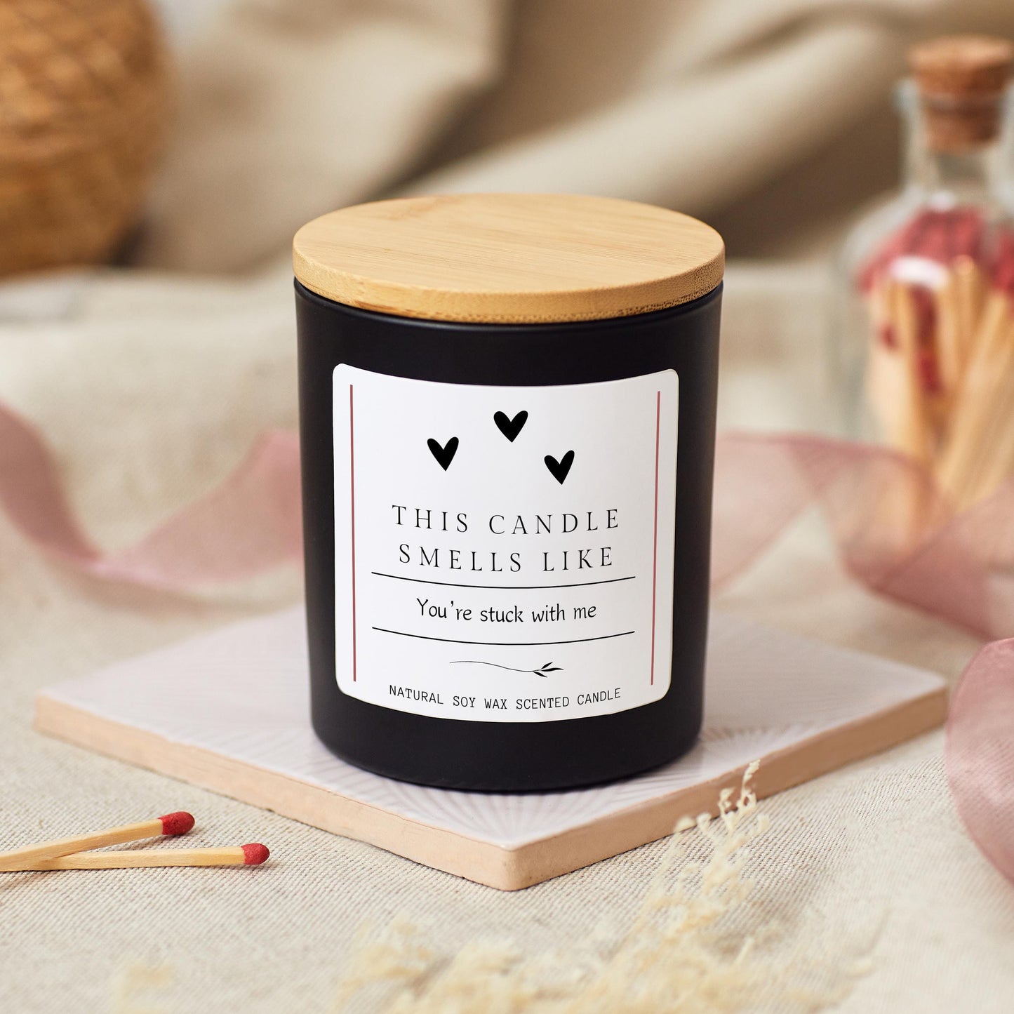 Smells Like You're Stuck With Me Gift for Girlfriend, Funny Valentines Candle for Boyfriend, Valentine Couple Gift, Cute Unique Gift for Her