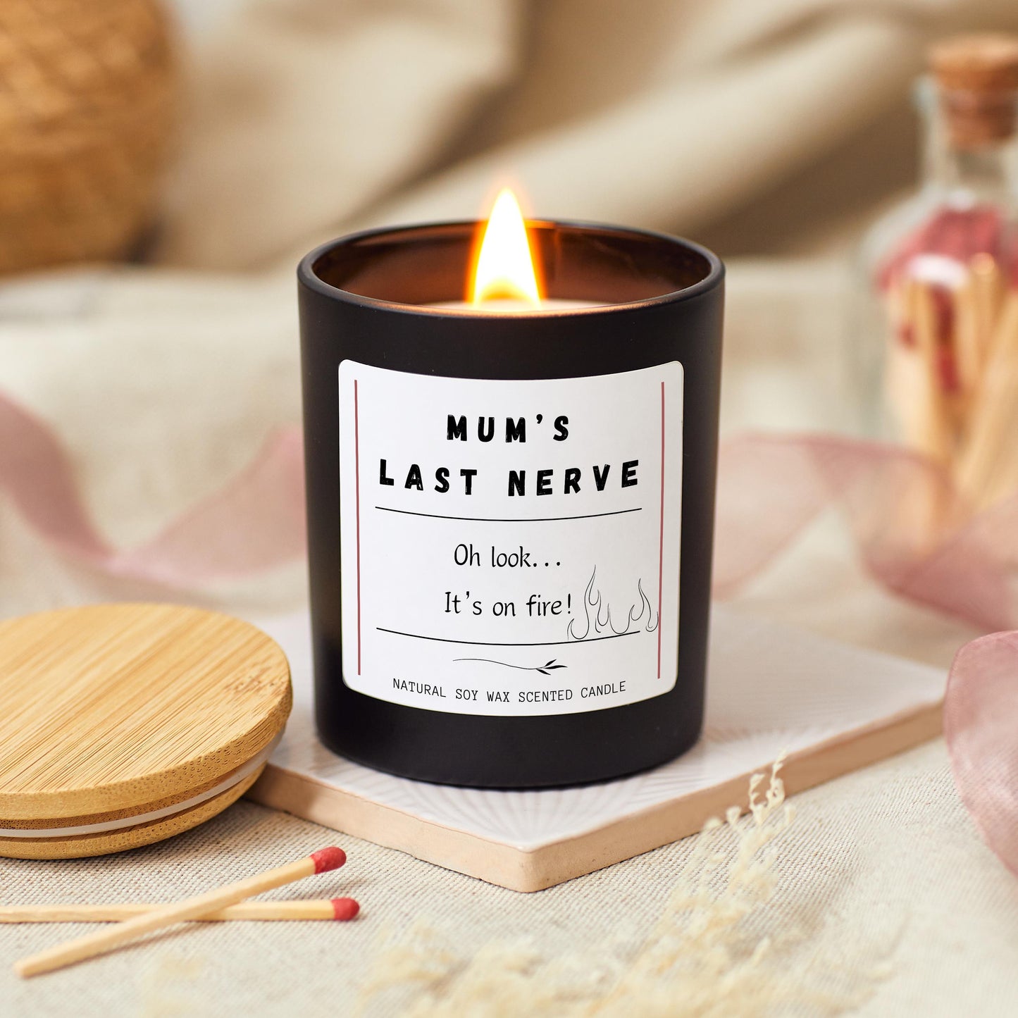 Mum's Last Nerve Is On Fire Funny Candle For Stressed Mums, Funny Mothers Day Candle Gift, Funny Birthday Presents, Mum Candle Gift for Her