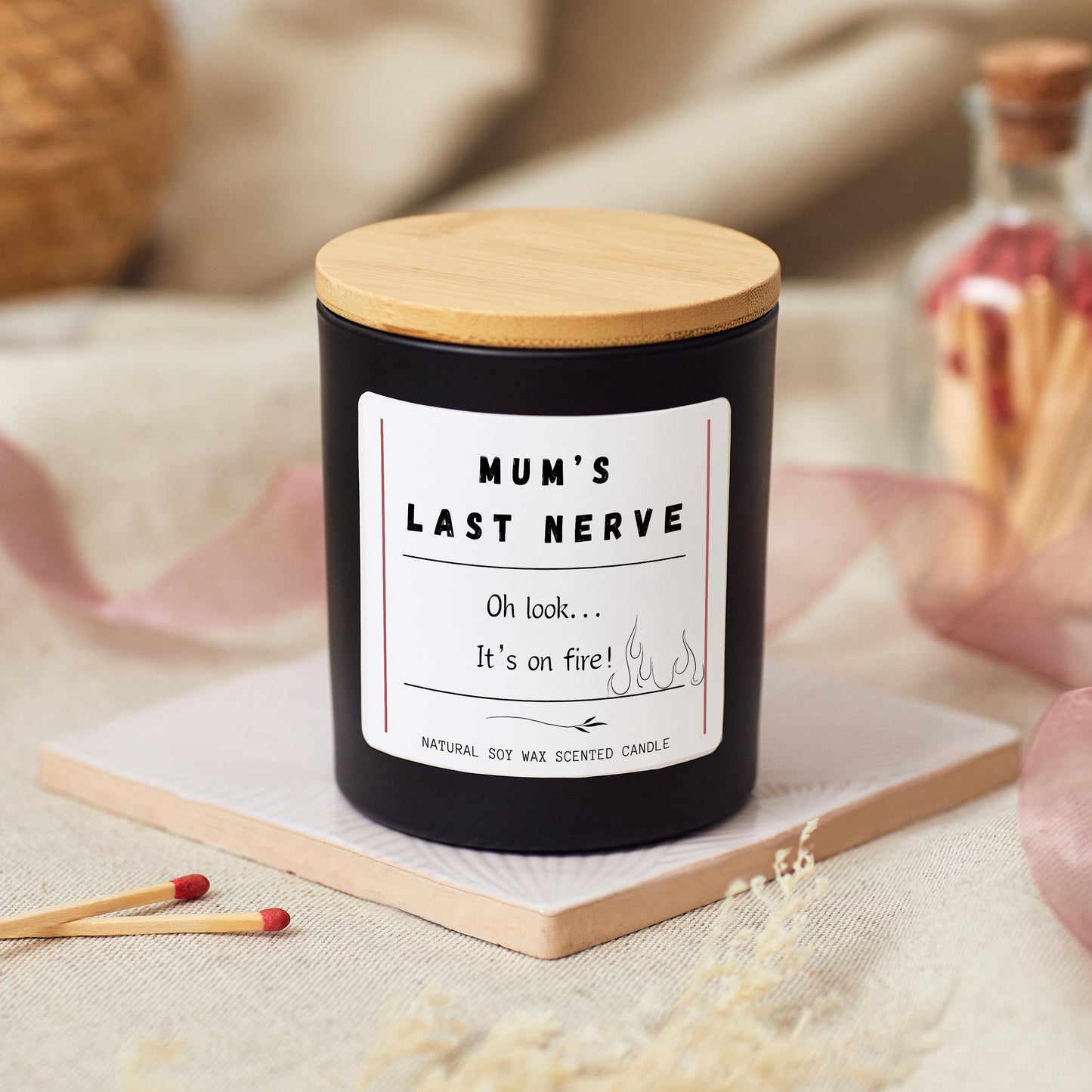 Mum's Last Nerve Is On Fire Funny Candle For Stressed Mums, Funny Mothers Day Candle Gift, Funny Birthday Presents, Mum Candle Gift for Her