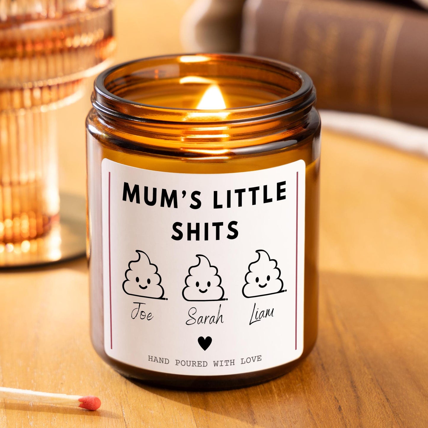 Mums Little Shits Funny Mother's Day Scented Candle Gift Set, Gift for Mum from Children, Personalised Candle Mothers Day Presents for Her