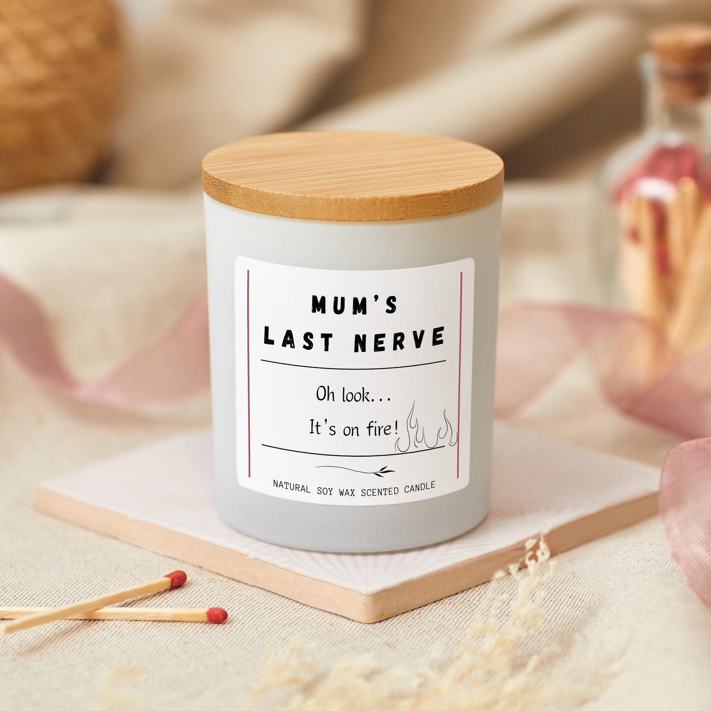 Mum's Last Nerve Is On Fire Funny Candle For Stressed Mums, Funny Mothers Day Candle Gift, Funny Birthday Presents, Mum Candle Gift for Her