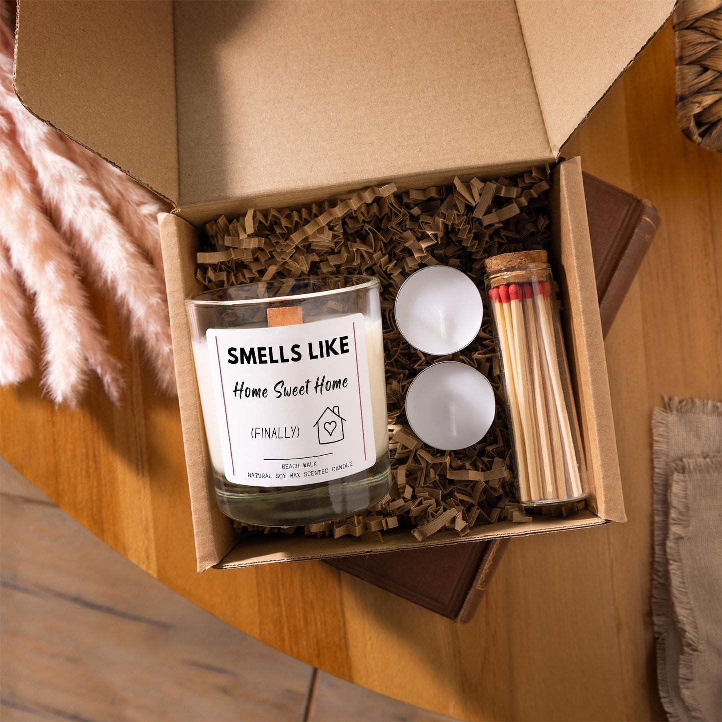 New Home Candle Gift Home Sweet Home, Funny Best First Home Gift Set, House Warming Gift, Moving Away Gift for Couple Smells Like Home