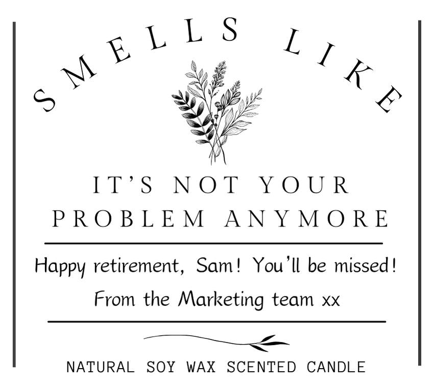 Personalised Retirement Candle Gift for Women, Retirement Present for Men, Colleague Retirement Funny Gift Ideas, Coworker Leaving Farewell