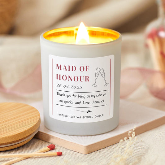 Personalised Maid Of Honour Gift, Thank You Candle for Bridesmaid, Bridal Party Bridesmaid Proposal Gift, Will You Be My Maid Of Honour?