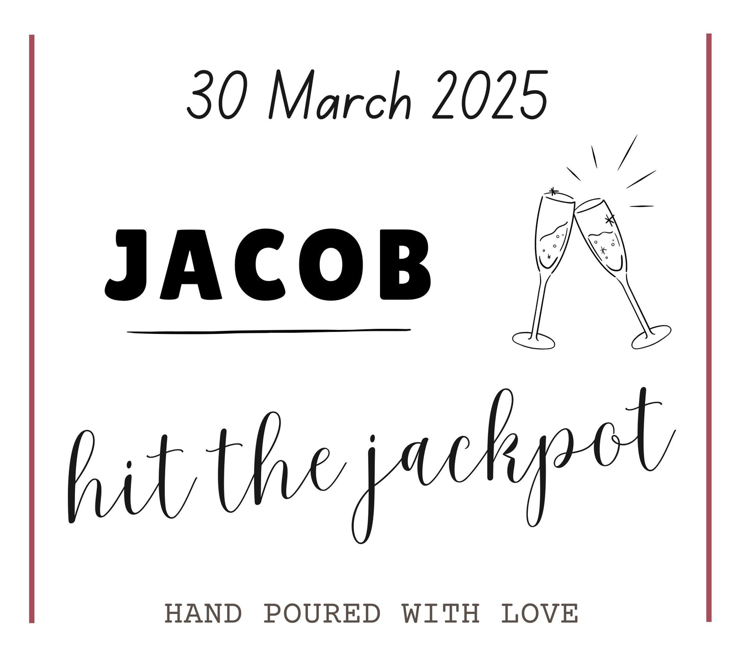 Wedding Gift Personalised Scented Candle, Wedding Gift for Couple, Funny Wedding Custom Gift, Engagement gift, He Hit The Jackpot