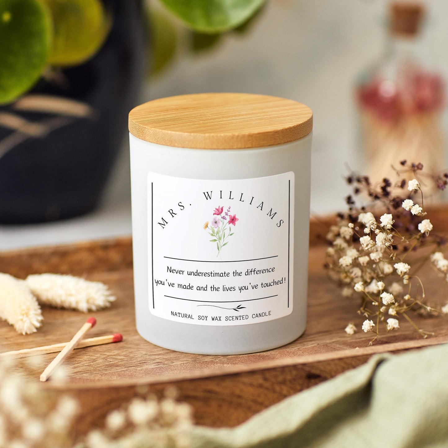 End of Year Teacher Thank You Personalised Candle, End of School Appreciation Gift, Teaching Assistant Gift, Nursery Teacher, Christmas Gift