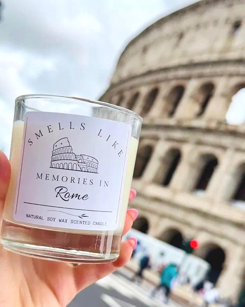 Rome Holiday Scented Soy Candle: Italian Travel Memory Gift