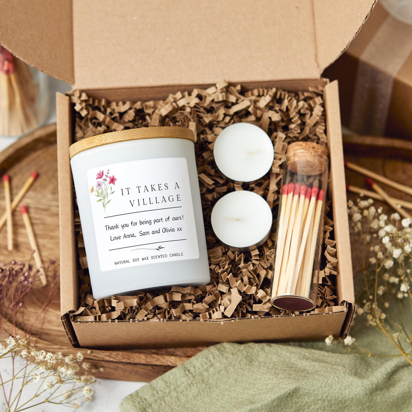 It Takes a Village Candle Gift, Personalised Thank You Candle, Custom Thank you Teacher gift, Nanny Gift, Thank You Neighbour