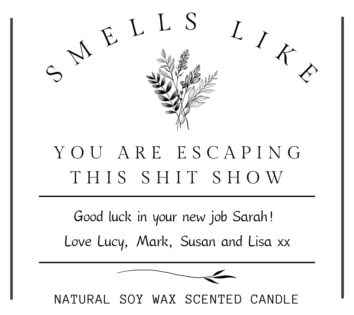 Escaping Work New Job Gift for Colleague Work Friend Personalised Candle, Leaving Work Promotion, Team Mate Farewell Goodbye Retirement Gift