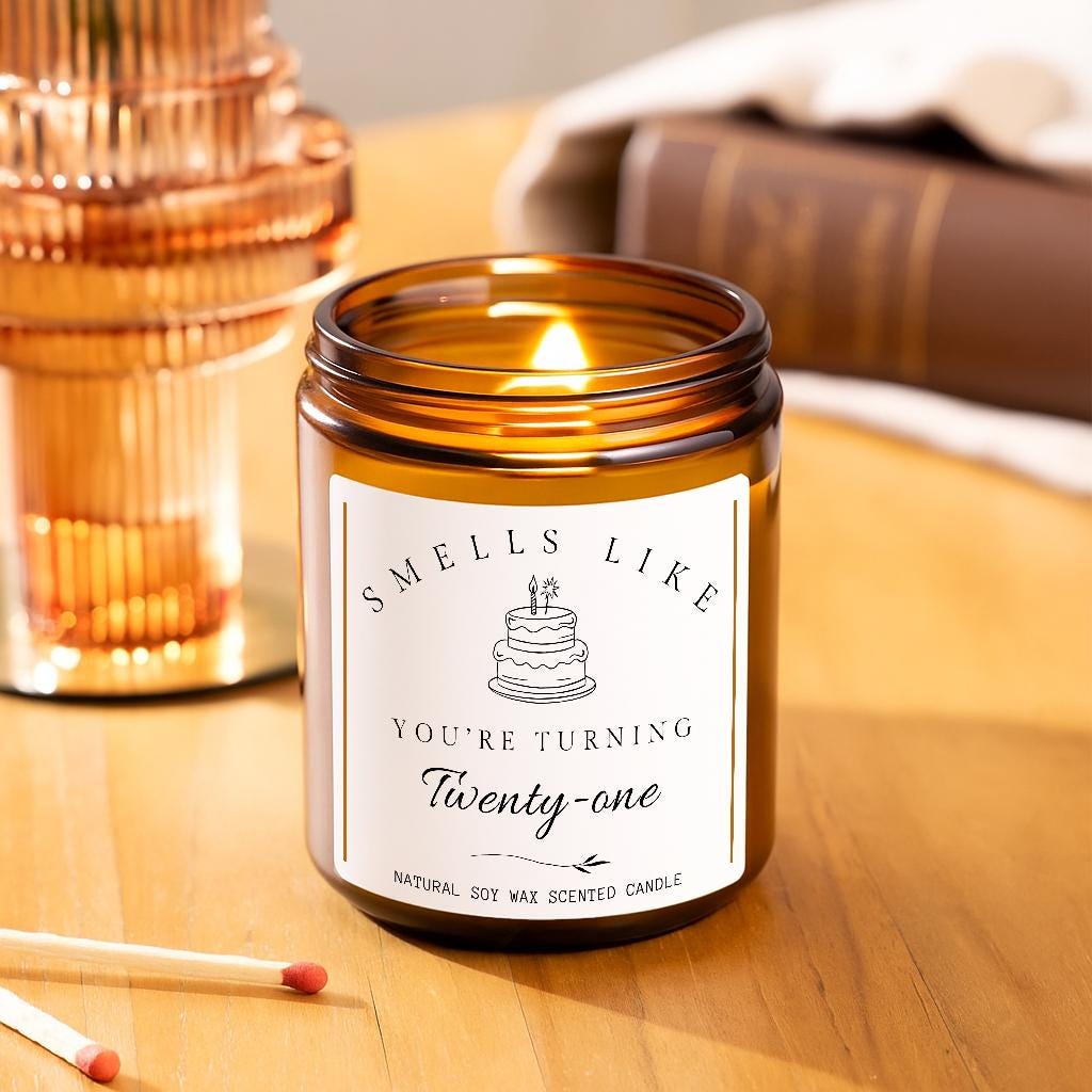 Smells Like You're Turning Twenty-One, 21st Birthday Candle Gift Set for Friend, Funny 21st Birthday Present for Her, Milestone Birthday