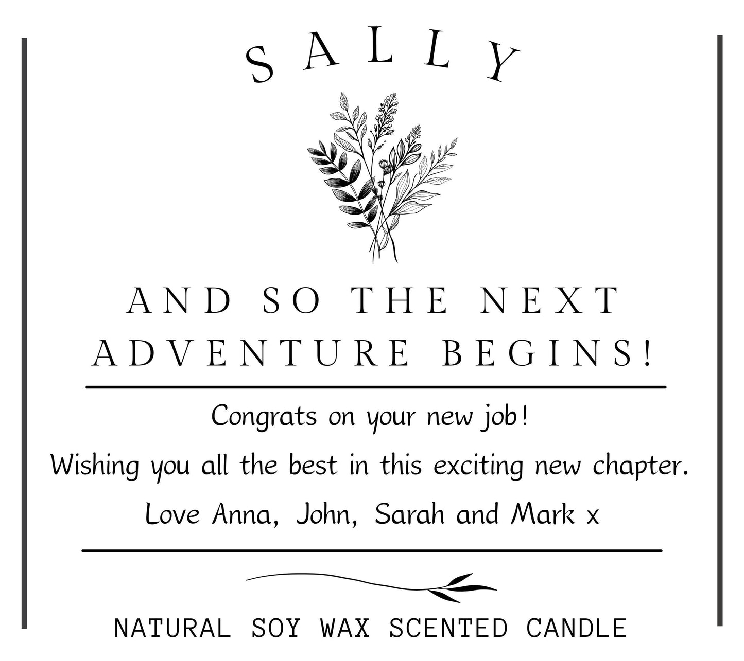 Leaving Work Gift for Colleague Work Friend, Next Adventure Begins Personalised Candle, New Job, Promotion, Team Mate Farewell Goodbye Gift