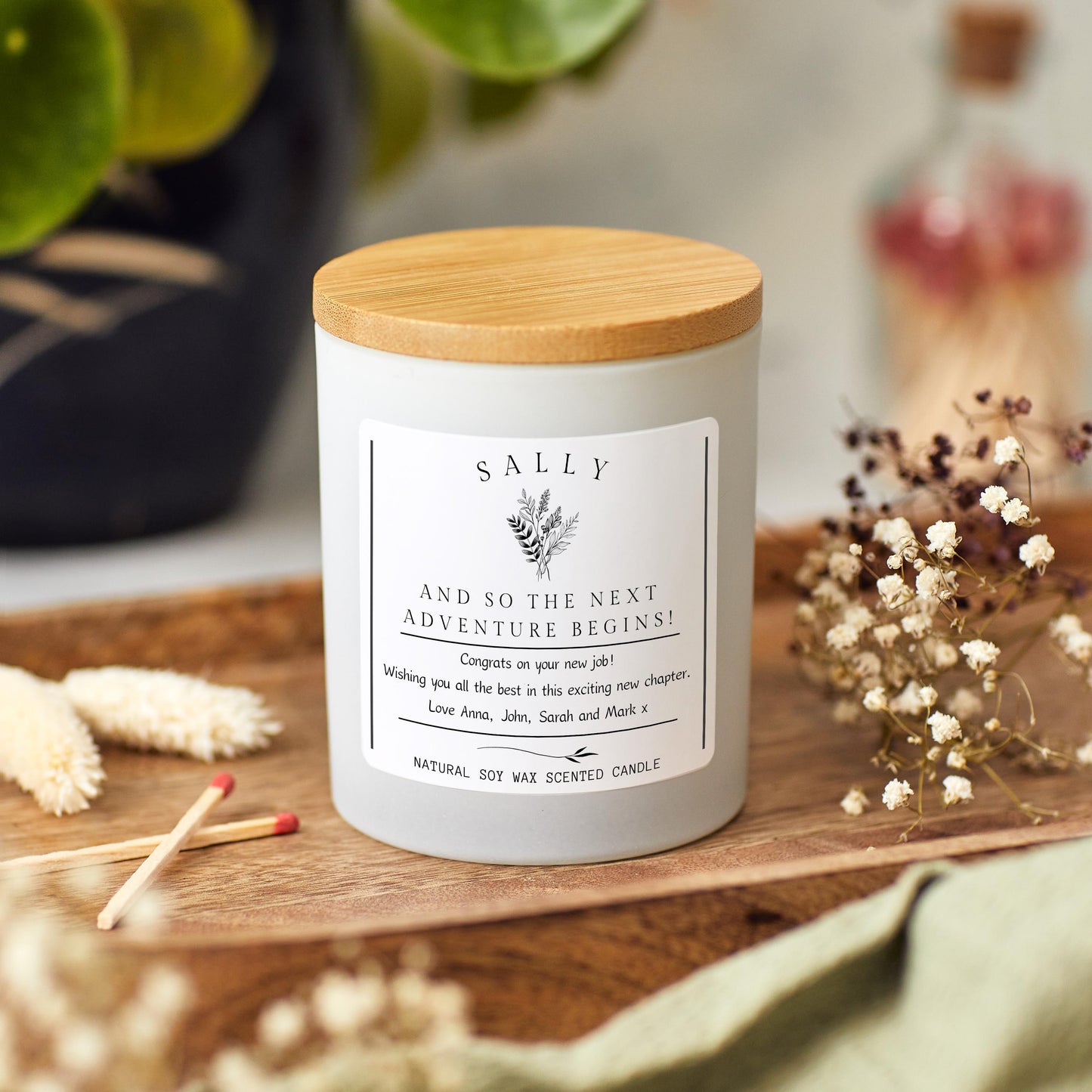 Leaving Work Gift for Colleague Work Friend, Next Adventure Begins Personalised Candle, New Job, Promotion, Team Mate Farewell Goodbye Gift