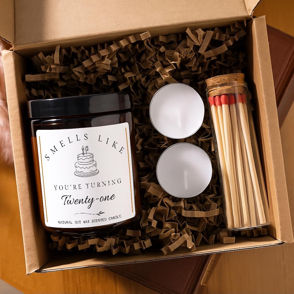 Smells Like You're Turning Twenty-One, 21st Birthday Candle Gift Set for Friend, Funny 21st Birthday Present for Her, Milestone Birthday