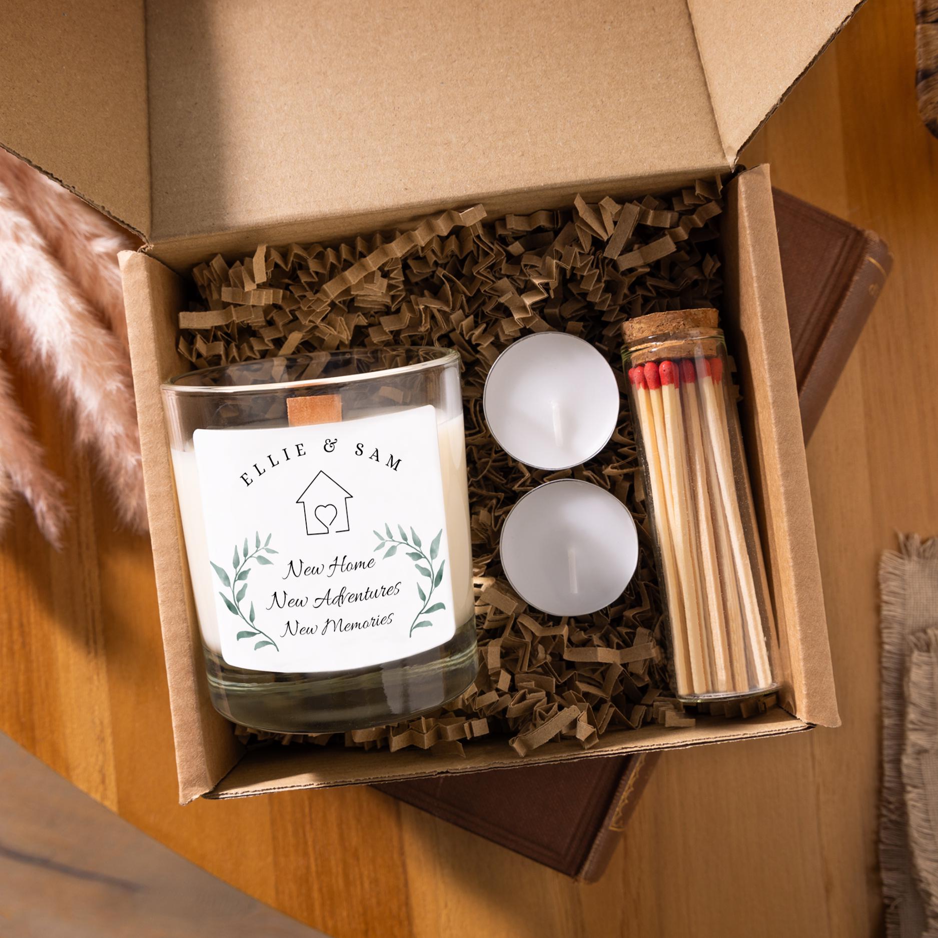 New Home Candle Gift for Couple, First Home Gift Set, House Warming Gift, Moving Away Gift, New Home New Adventure New Memories
