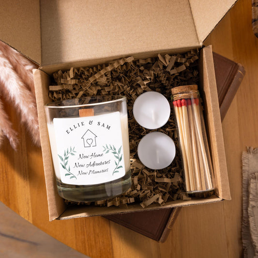 New Home Candle Gift for Couple, First Home Gift Set, House Warming Gift, Moving Away Gift, New Home New Adventure New Memories